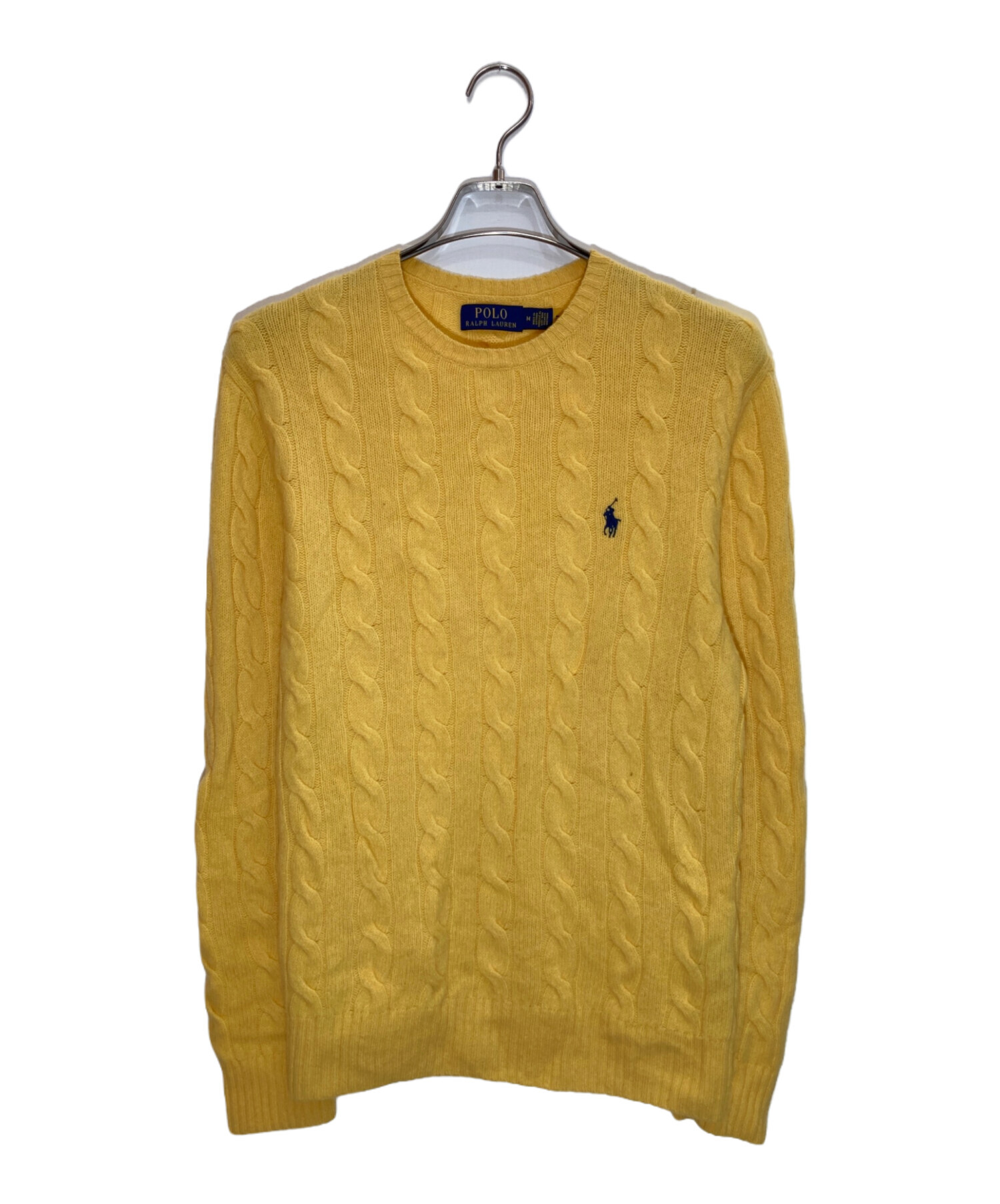 PoloRalphLauren ケーブルニット クルーネックイエロー国内正規品M 中古・古着通販】POLO RALPH LAUREN (ポロ・ラルフローレン) ケーブル