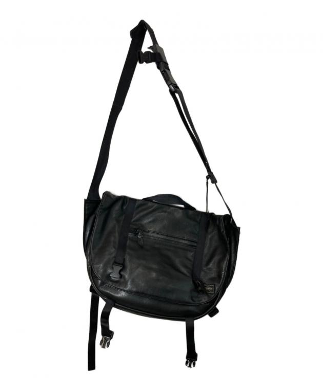 名作✨廃盤品 PORTER ZOOM レザー メッセンジャーバッグ 黒 A4可能 中古・古着通販】PORTER (ポーター) ZOOM MESSENGER BAG(L) ブラック