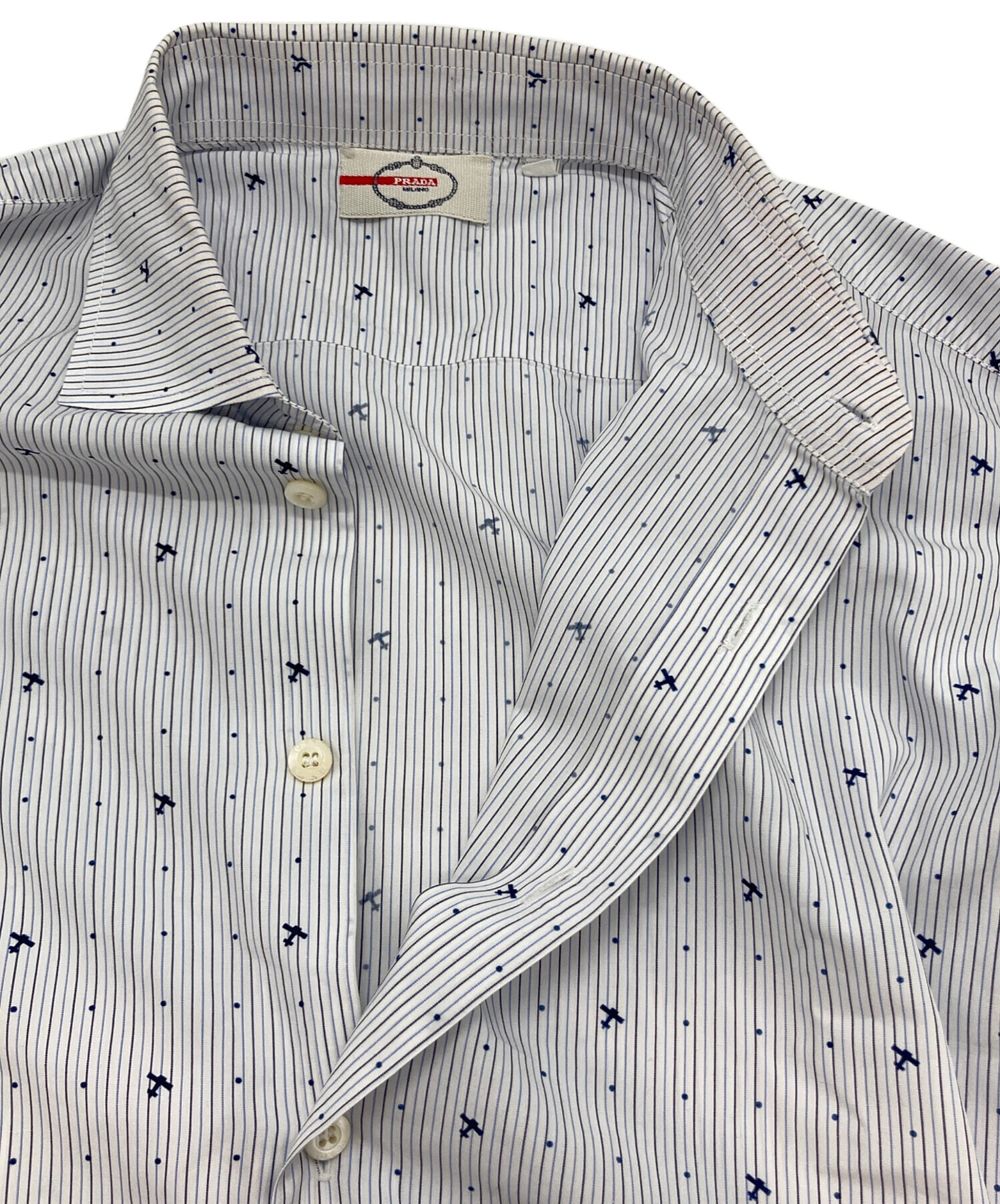 中古・古着通販】PRADA (プラダ) 総柄シャツ ブルー サイズ:39 