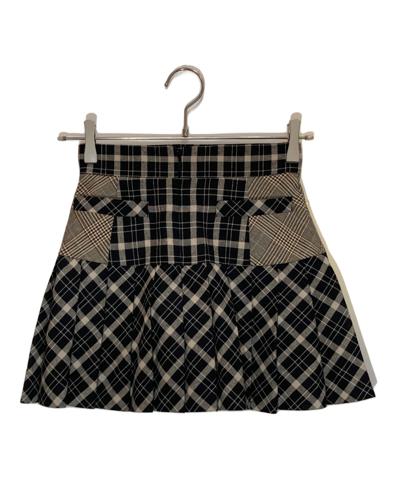 スカート ANDMARY Coco check pleats skirt beige ANDMARY】Coco check mini pleats skirt