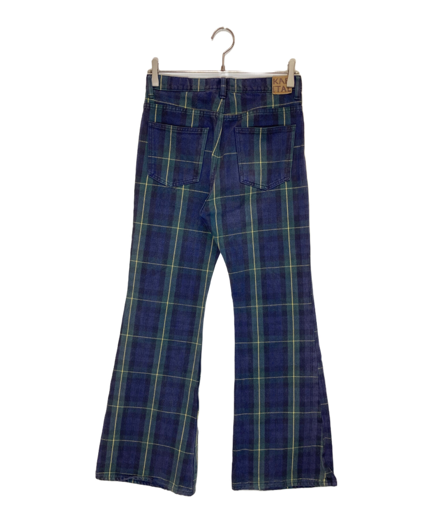 ★キャピタルKAPITAL★ワイドフレアーパンツ★USED美品★ 中古・古着通販】KAPITAL (キャピタル) チェックフレアパンツ ネイビー