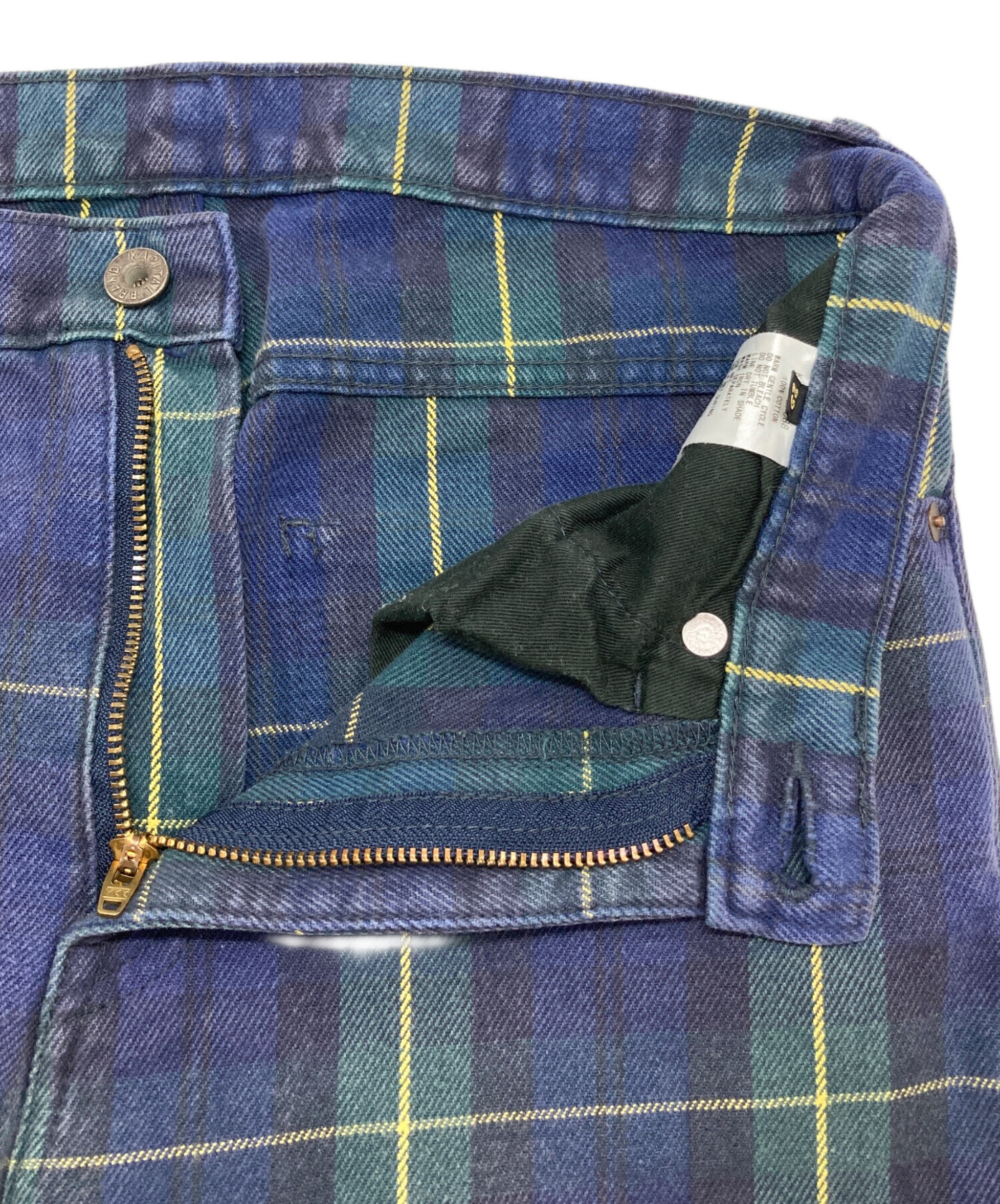 中古・古着通販】KAPITAL (キャピタル) チェックフレアパンツ ネイビー