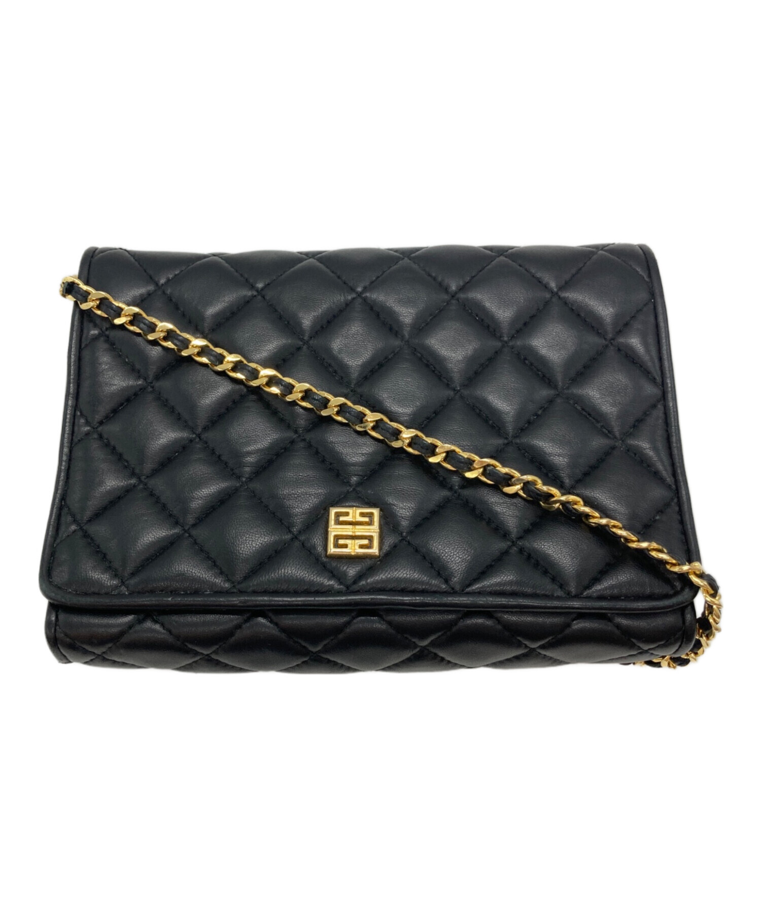 ◇Y1423 GIVENCHY ジバンシー キルティング レザー チェーン ロック式 