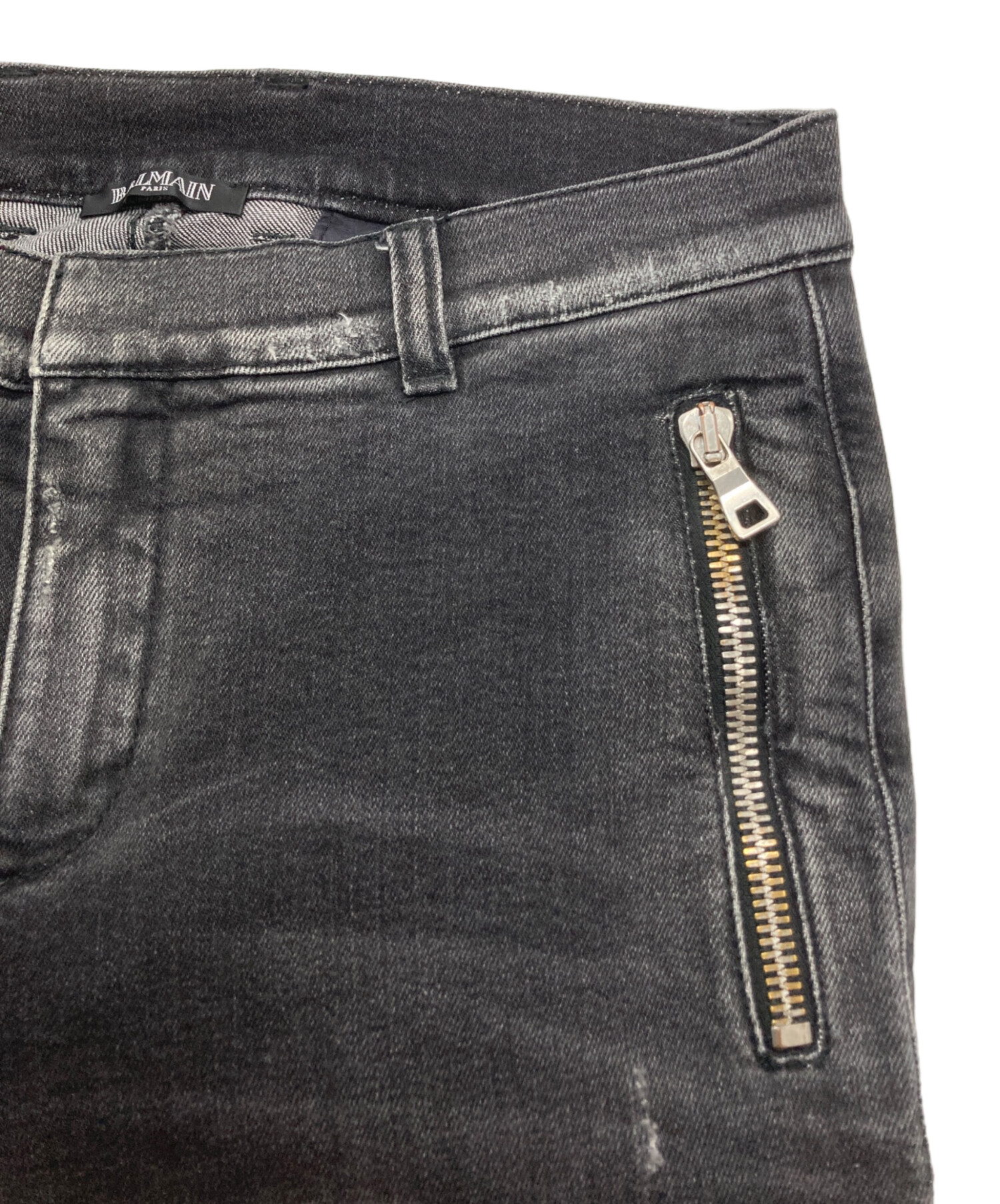 中古・古着通販】BALMAIN (バルマン) クラッシュ バイカーデニムパンツ
