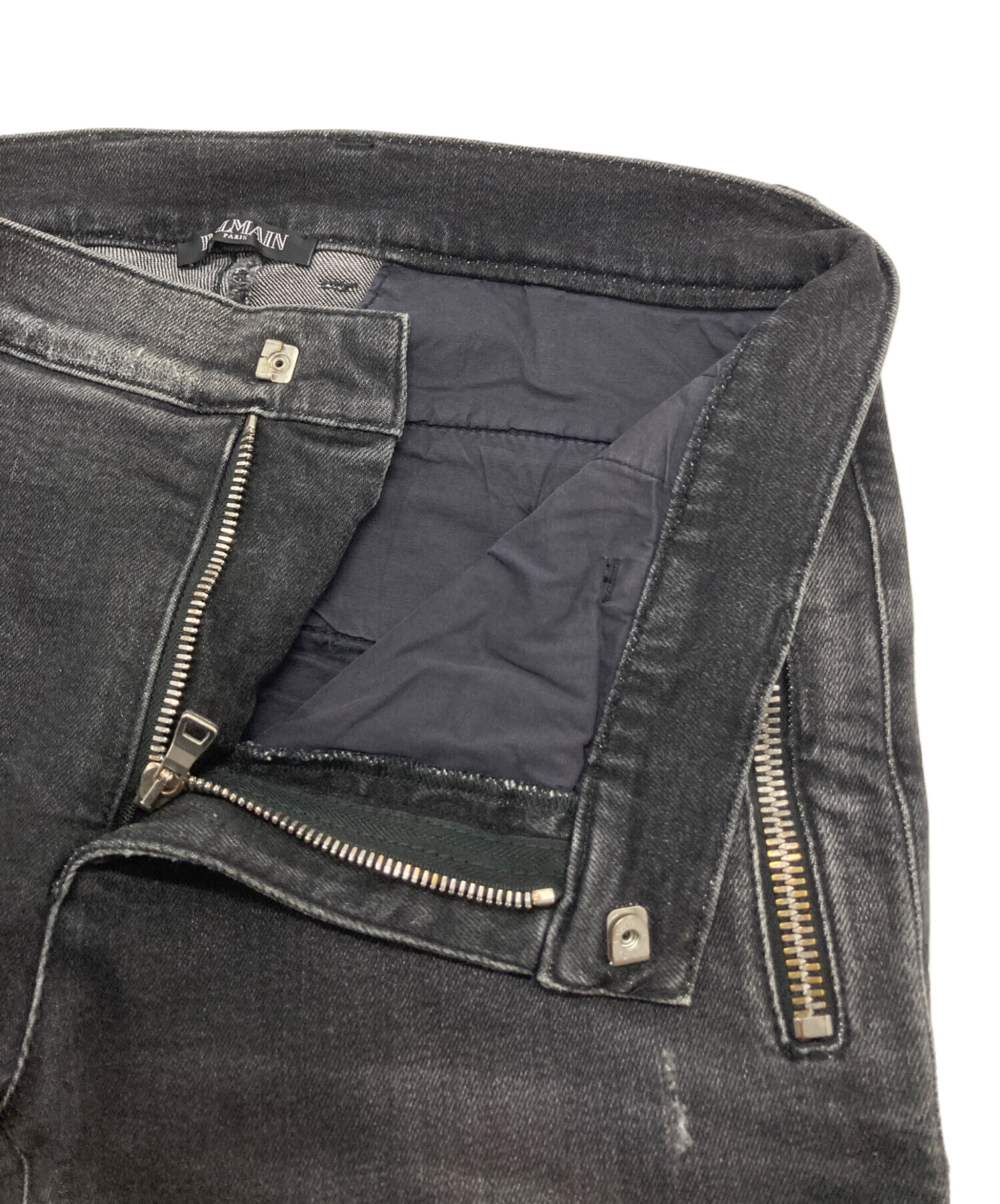 中古・古着通販】BALMAIN (バルマン) クラッシュ バイカーデニムパンツ