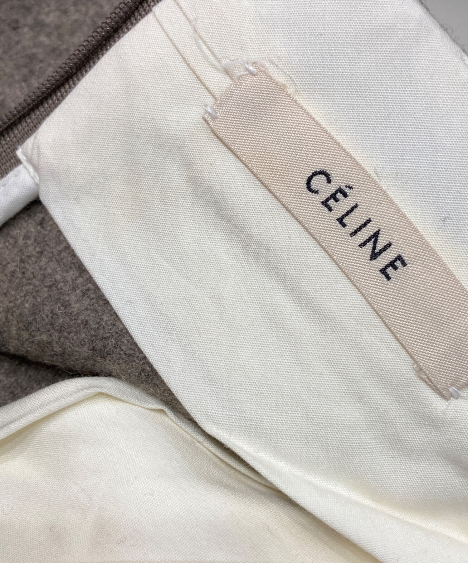 中古・古着通販】CELINE (セリーヌ) レザーパイピングウールスカート