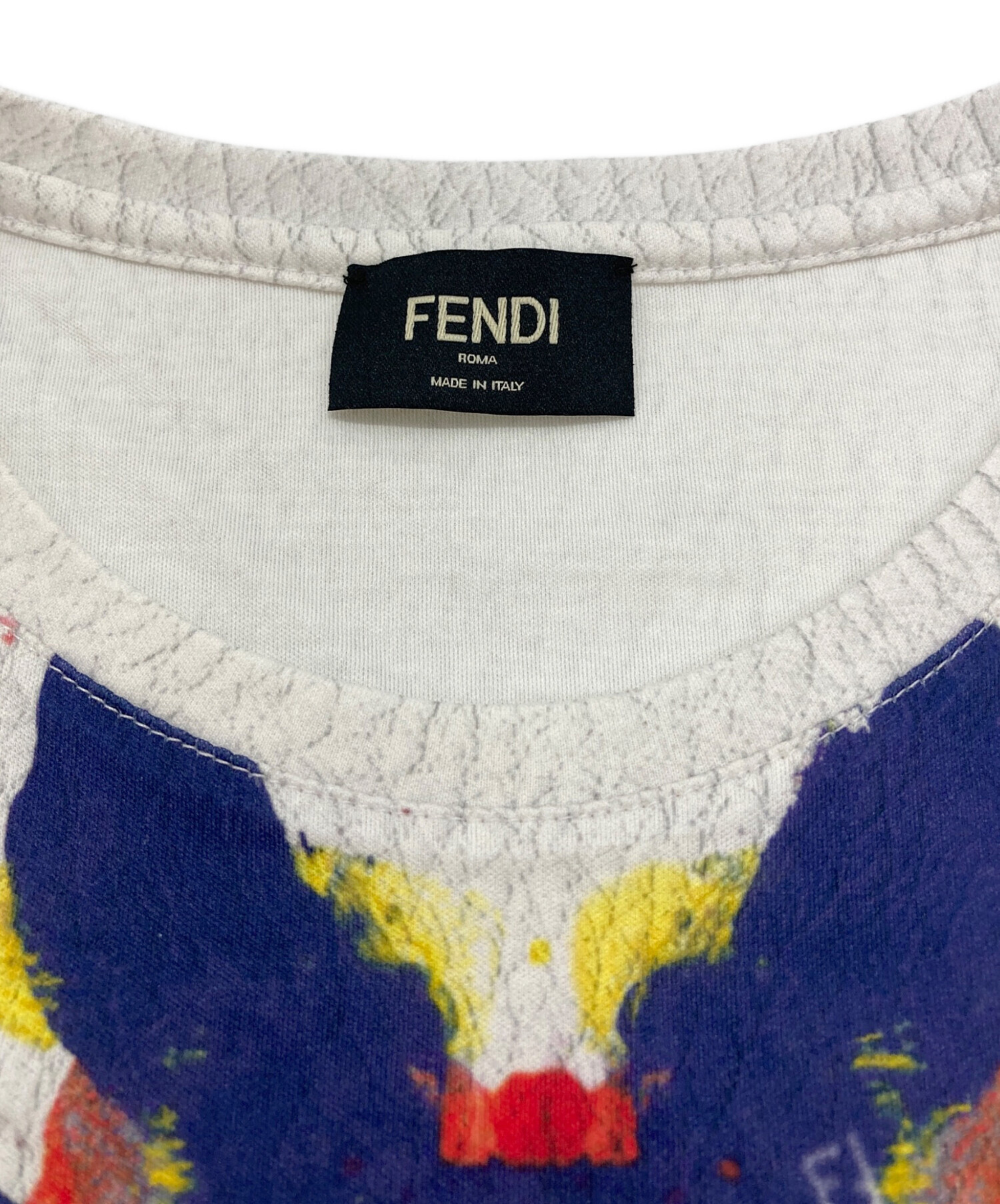 中古・古着通販】FENDI (フェンディ) アートTシャツ ブルー×レッド 