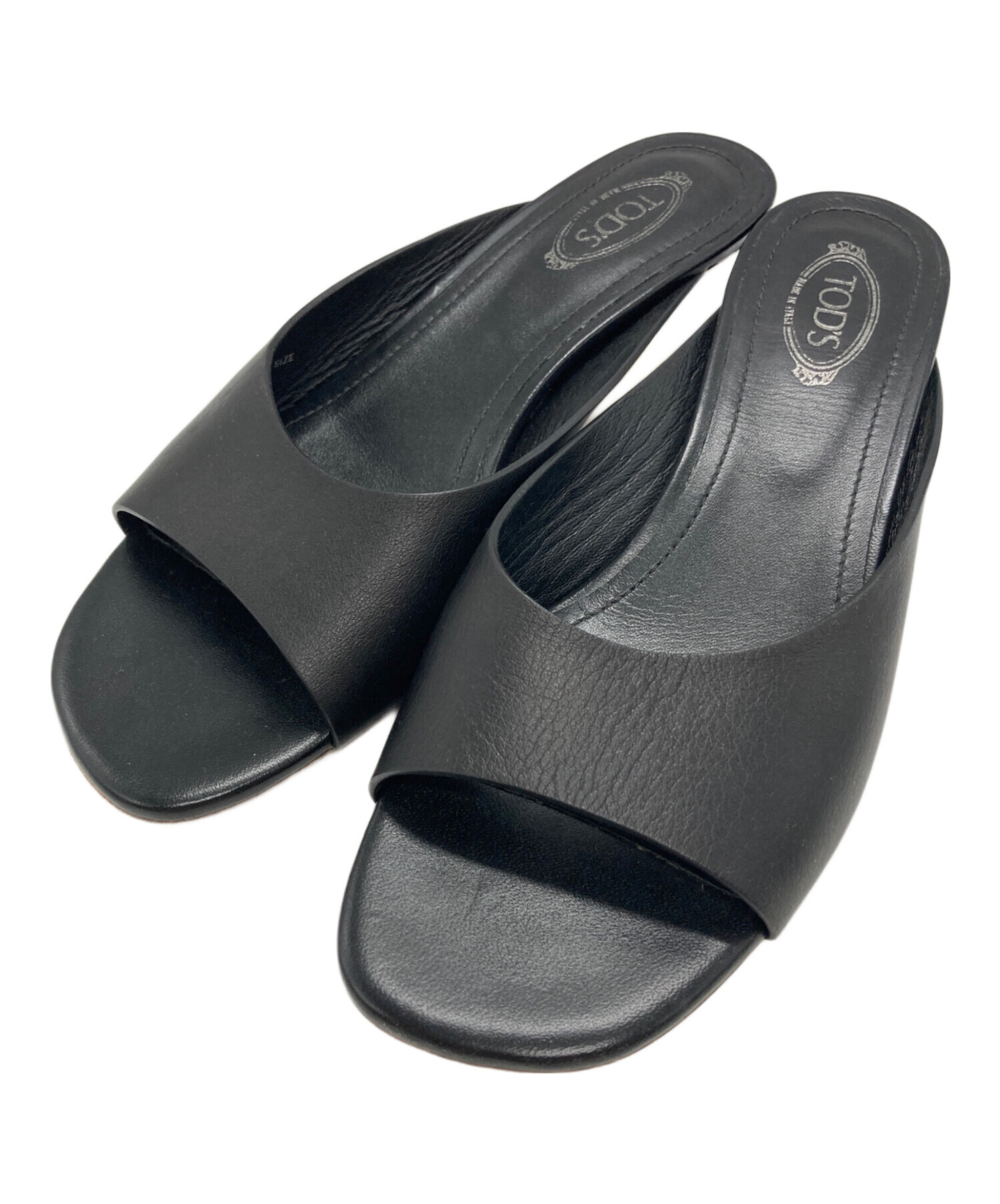 【TOD'S】レザーサンダル　ミュール【美品】 中古・古着通販】TOD'S (トッズ) レザーミュール ブラック サイズ:SIZE