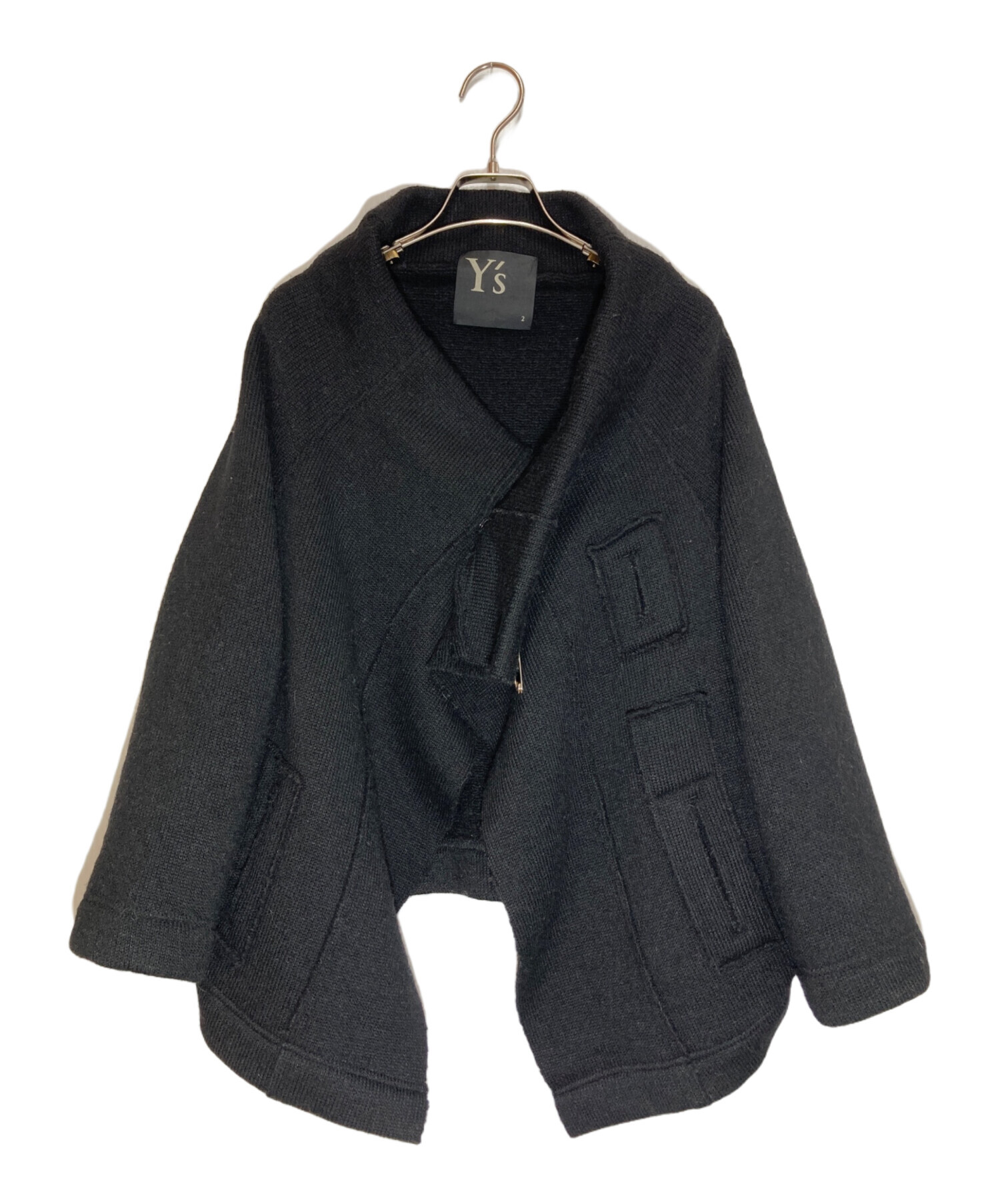 Y's ワイズ ジャケット 変形 水玉 2 M 中古・古着通販】Y's (ワイズ) 変形ニットジャケット ブラック サイズ