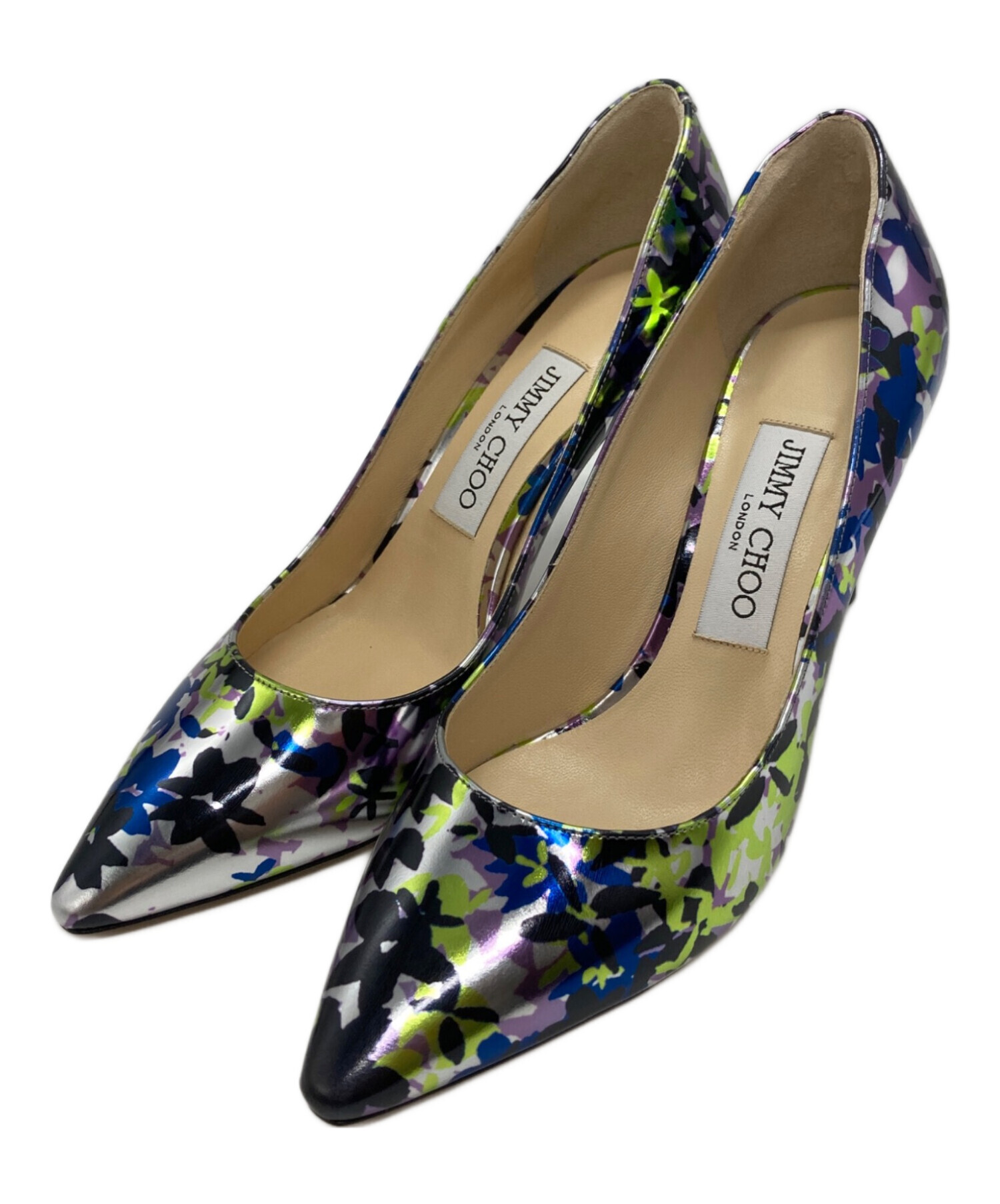 【美品】ジミーチュウ ROMY フラットシューズ 34.5 箱付 定価10万円 中古・古着通販】JIMMY CHOO (ジミーチュウ) ROMY フローラルプリント