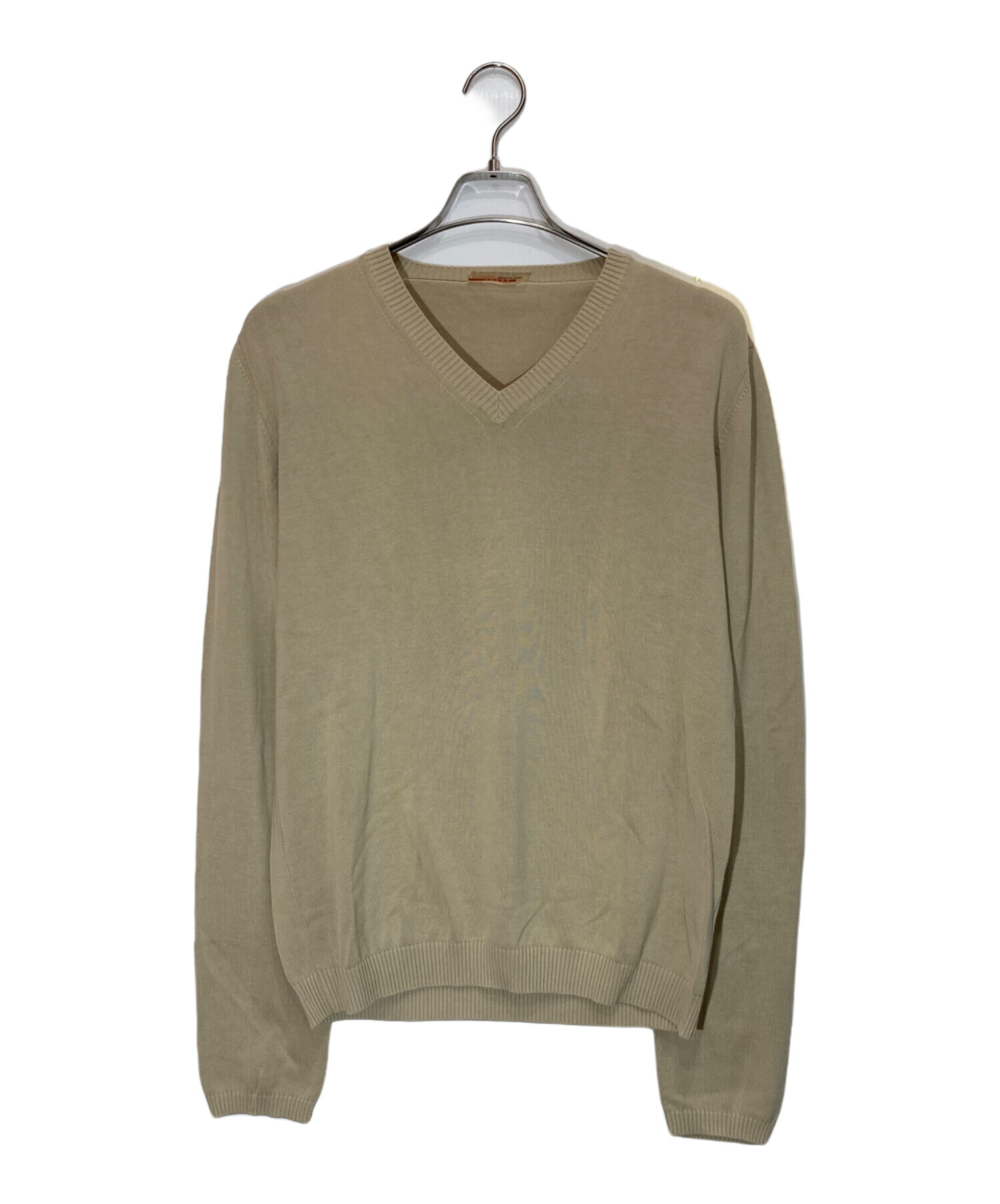 中古・古着通販】PRADA (プラダ) Vネックニット ベージュ サイズ:48