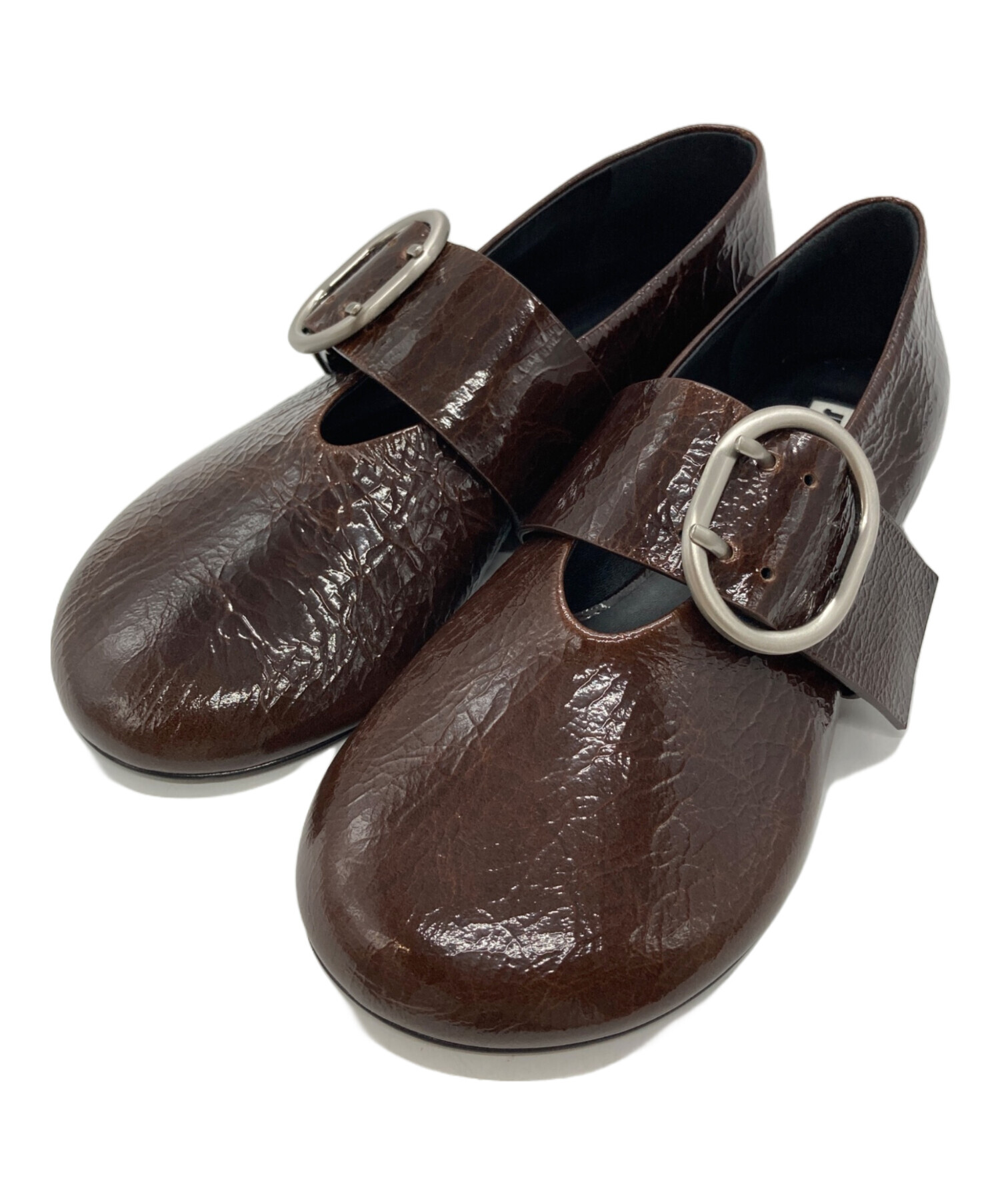 JIL SANDER ジルサンダー　バレリーナシューズ　ブラウン　ボルドー　38 中古・古着通販】JIL SANDER (ジルサンダー) BUCKLE BALLET FLATS