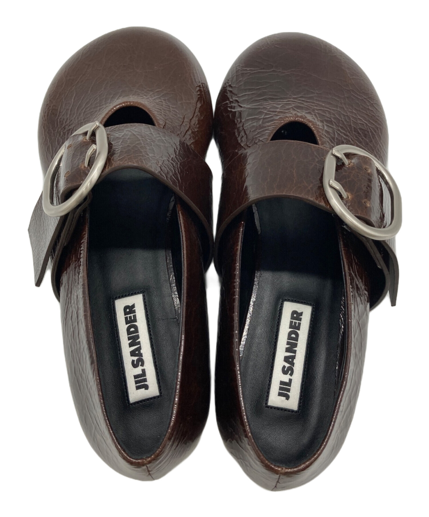 JIL SANDER ジルサンダー　バレリーナシューズ　ブラウン　ボルドー　38 中古・古着通販】JIL SANDER (ジルサンダー) BUCKLE BALLET FLATS