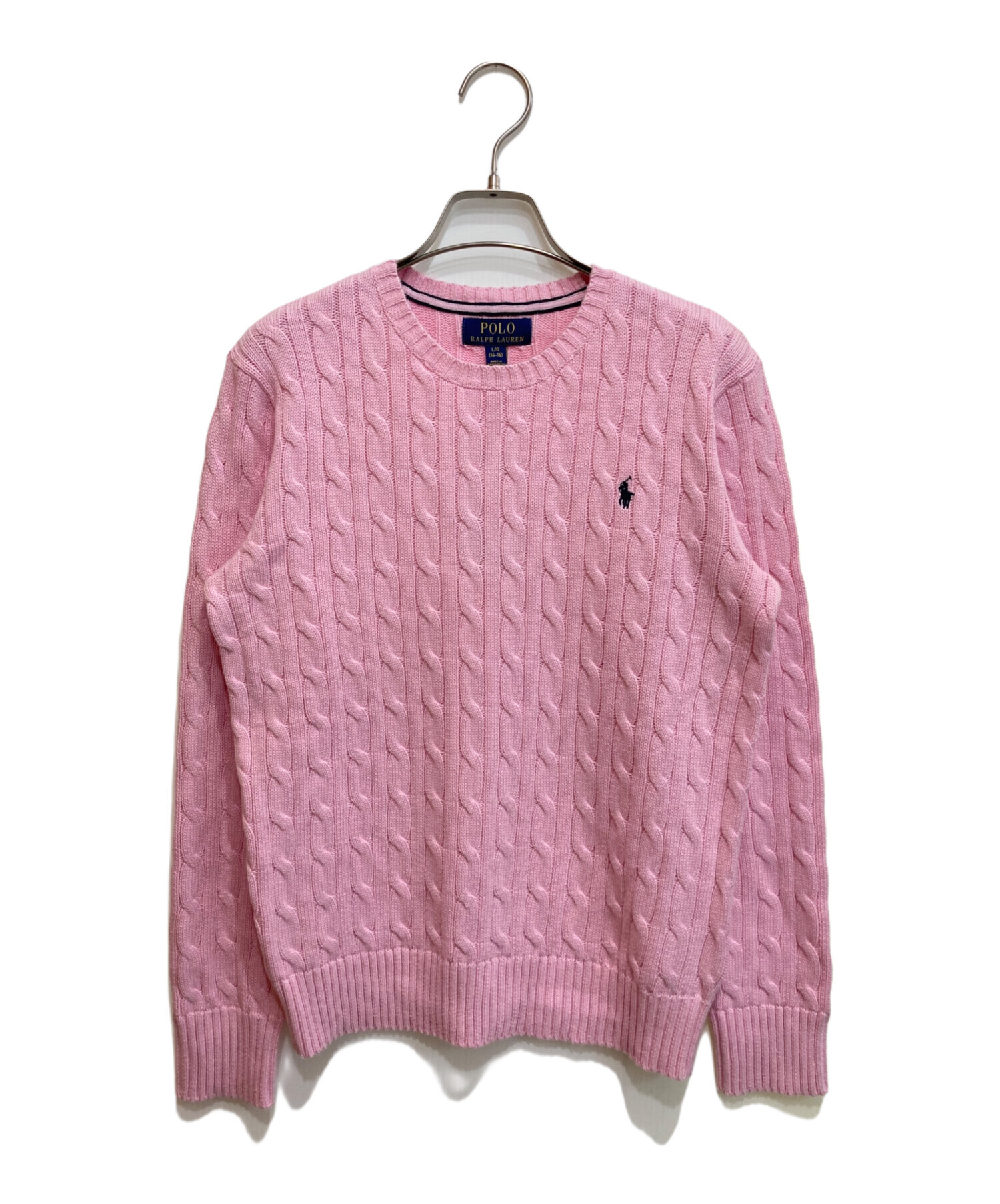 ラルフローレン ヴィンテージ ピンク ケーブルニット 中古・古着通販】POLO RALPH LAUREN (ポロ・ラルフローレン) コットン