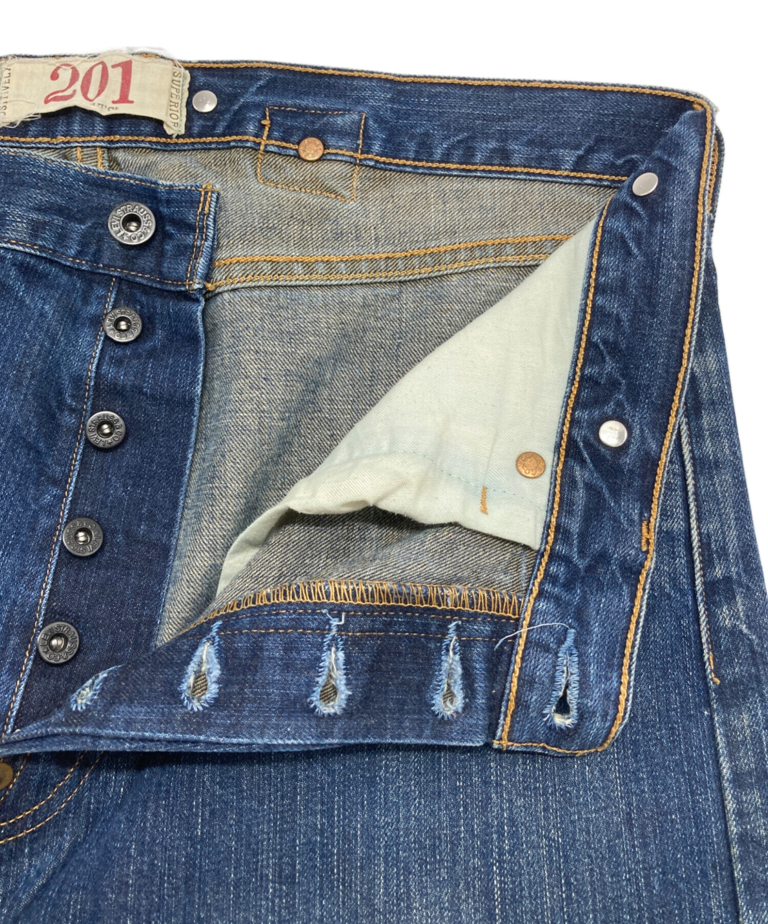 Levi's 201 デニムパンツ ボタンフライ インディゴ 中古・古着通販】LEVI'S (リーバイス) 201デニムパンツ インディゴ