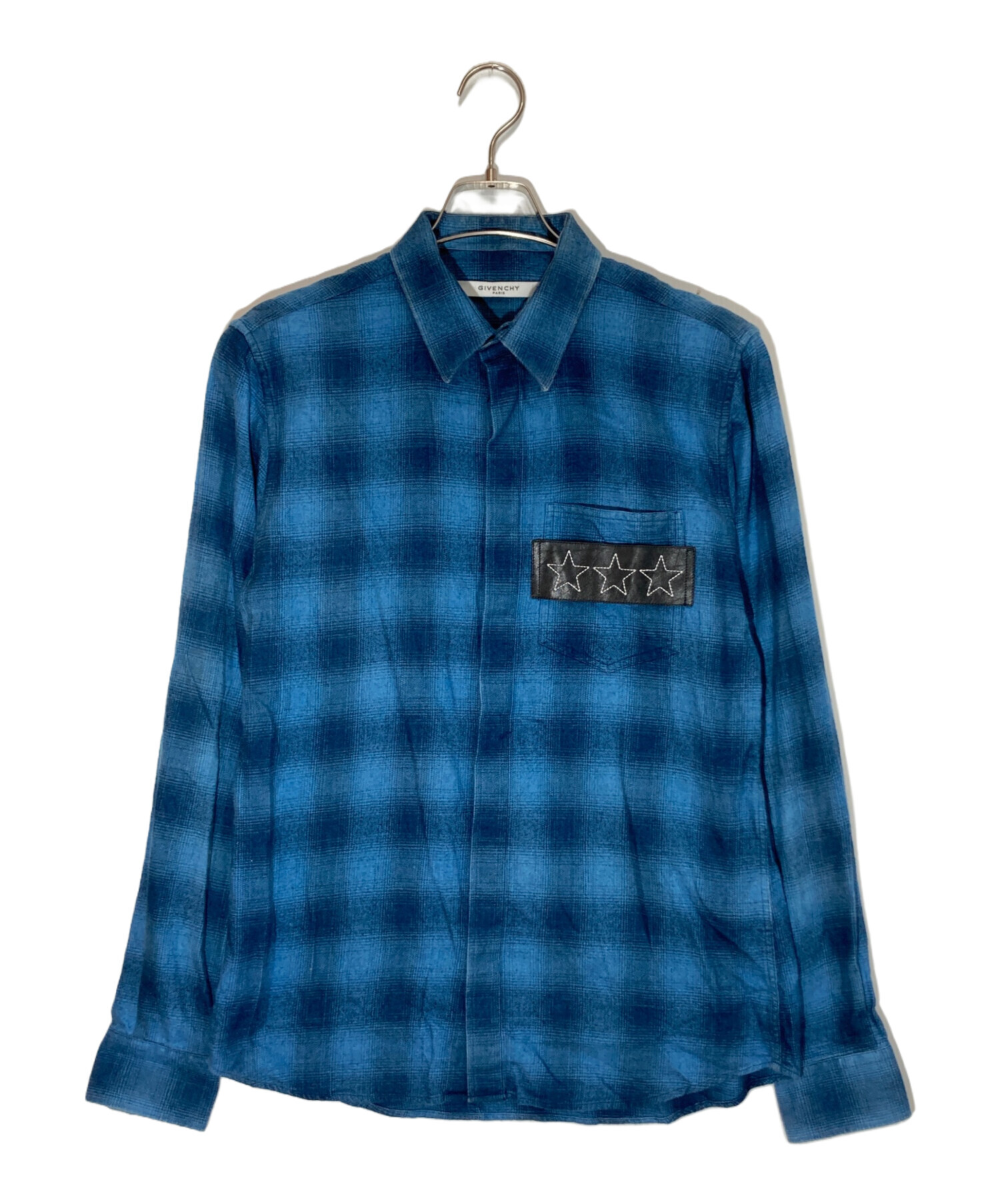 中古・古着通販】GIVENCHY (ジバンシィ) チェックシャツ ブルー サイズ 