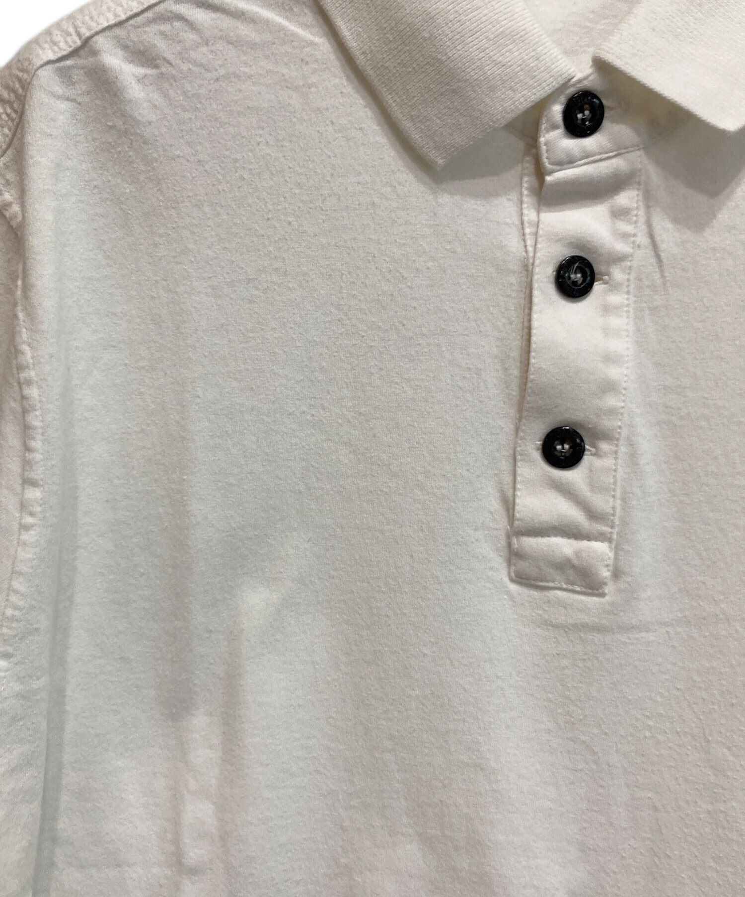ト*太様 STONE  ストーンアイランドホワイト ポロシャツ スリ 中古・古着通販】STONE ISLAND (ストーンアイランド) コットン