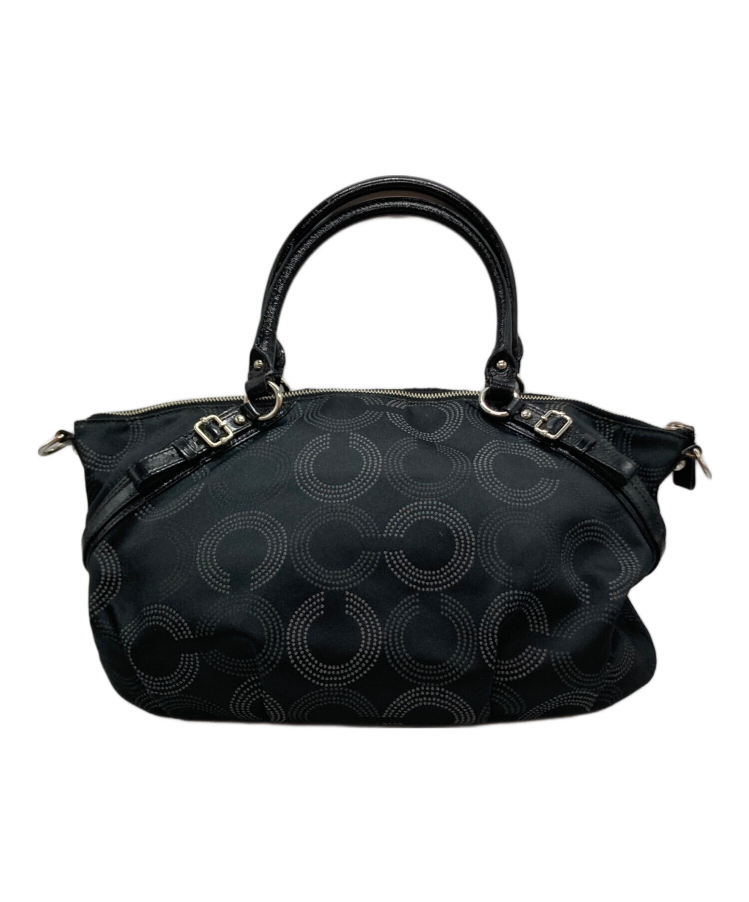 COACHブラックレザーハンドバッグ | ヤマダウェブコム