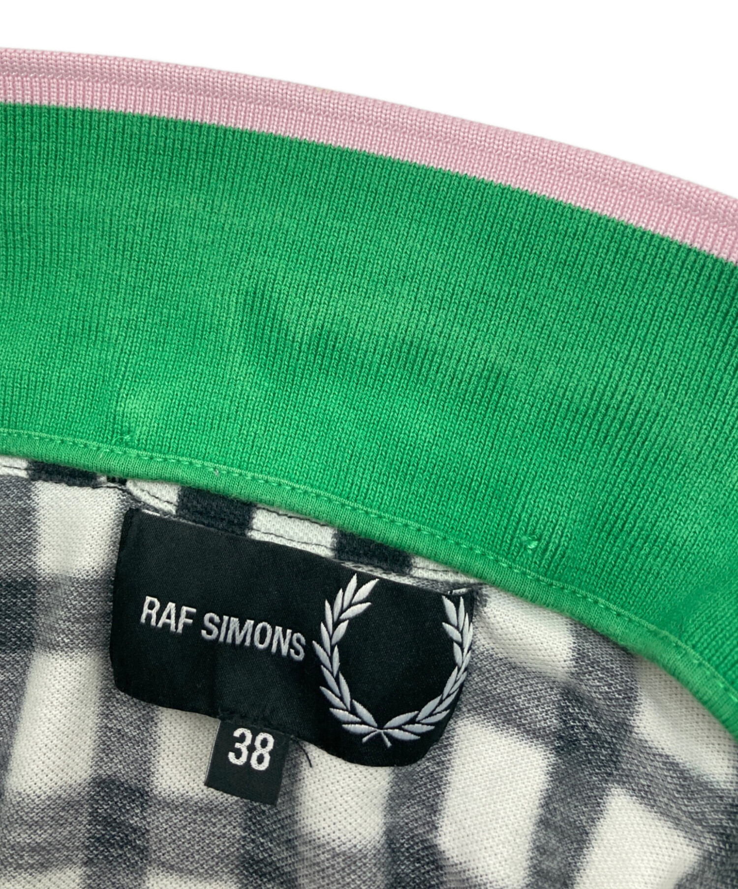 ラフシモンズ×フレッドペリー/レオパード/ヒョウ柄ポロシャツ RAF SIMONS×FRED PERRY 切替ポロシャツ グリーン サイズ 40｜【公式