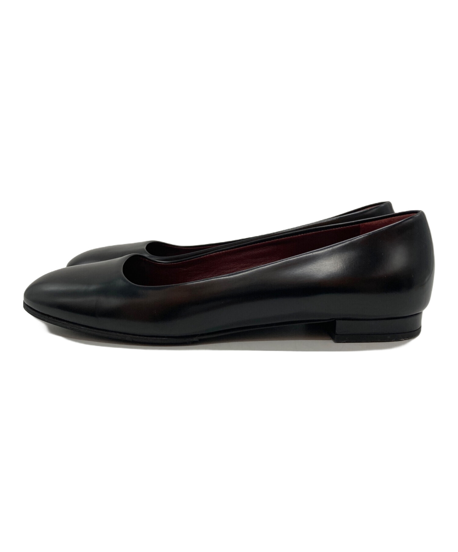 美品　PRADA 黒 フラットシューズ　35 ブラック 中古・古着通販】PRADA (プラダ) レザーフラットシューズ ブラック