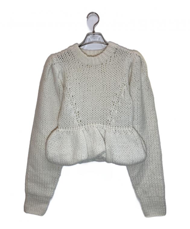 トップス CLANE PEPLUM HAND KNIT TOPS 中古・古着通販】CLANE (クラネ) PEPLUM HAND KNIT TOPS ホワイト