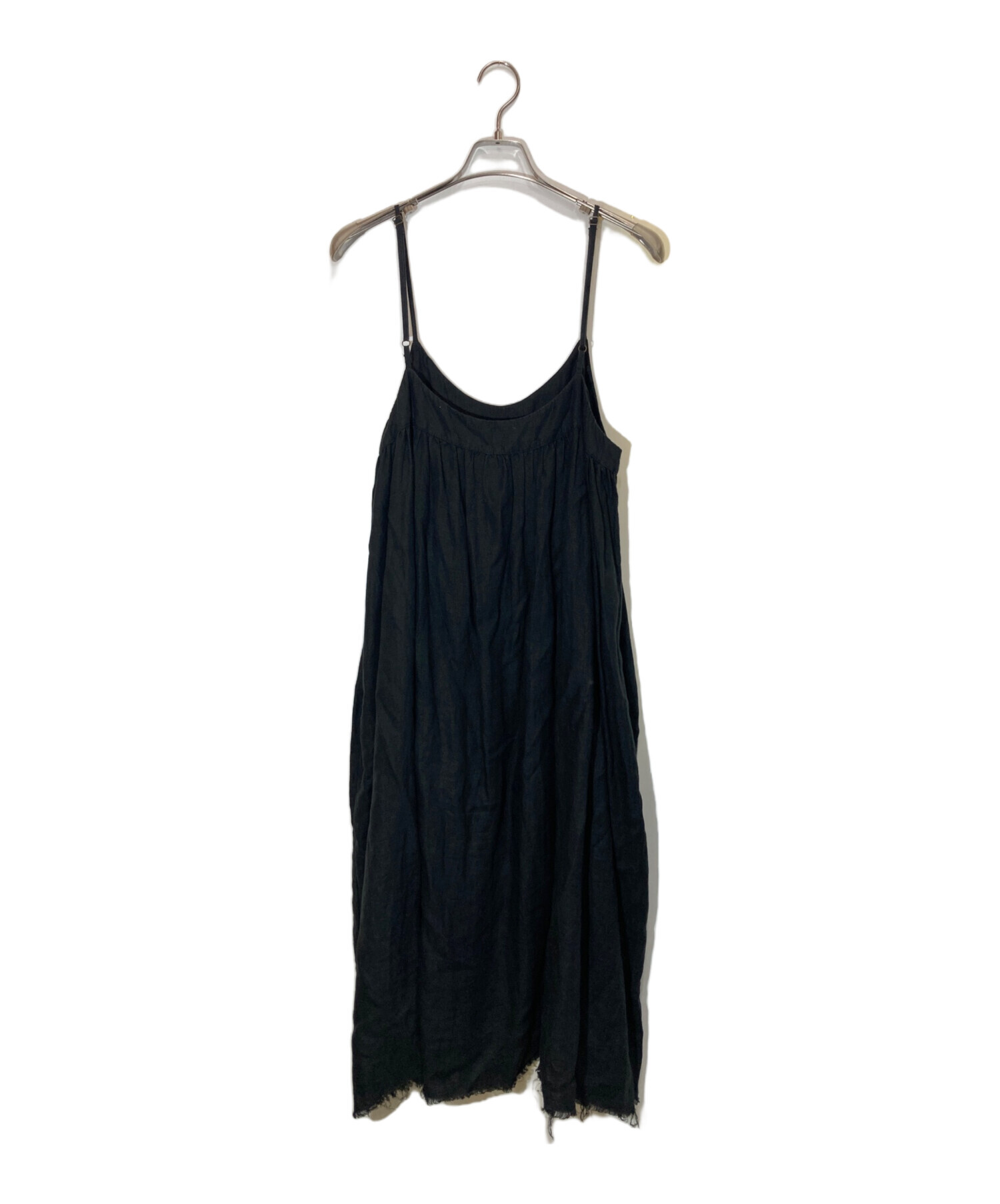 ネストローブ nest Robe リネンキャミソールワンピース 麻春夏　ブラック 中古・古着通販】nest Robe (ネストローブ) リネンキャミワンピース