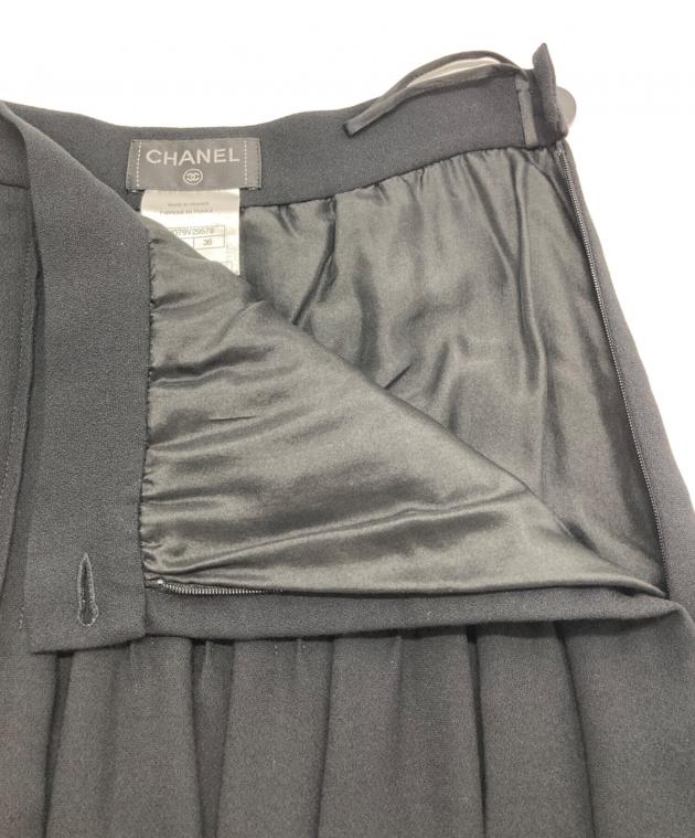 中古・古着通販】CHANEL (シャネル) プリーツタックスカート ブラック
