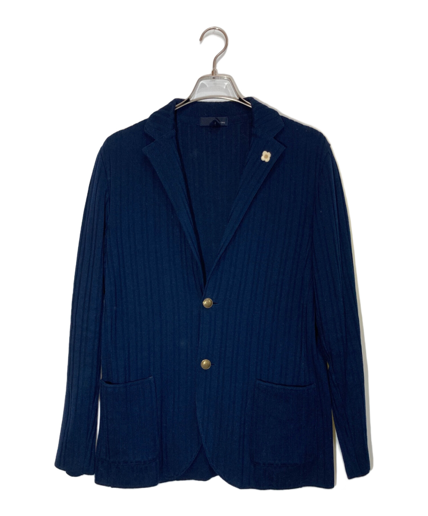 LARDINI ネイビー ニットジャケット　サイズXS M相当 中古・古着通販】LARDINI (ラルディーニ) ニットジャケット ネイビー