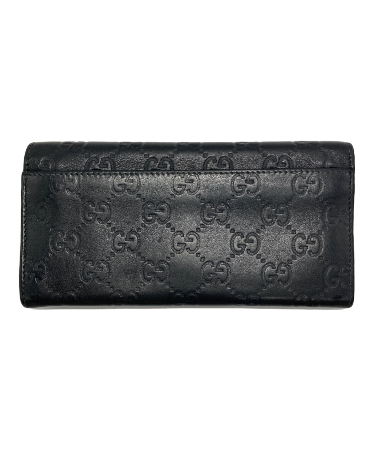 GUCCI シマ ロングウォレット レザーブラック 箱付き 中古・古着通販】GUCCI (グッチ) GGシマ レザーロングウォレット