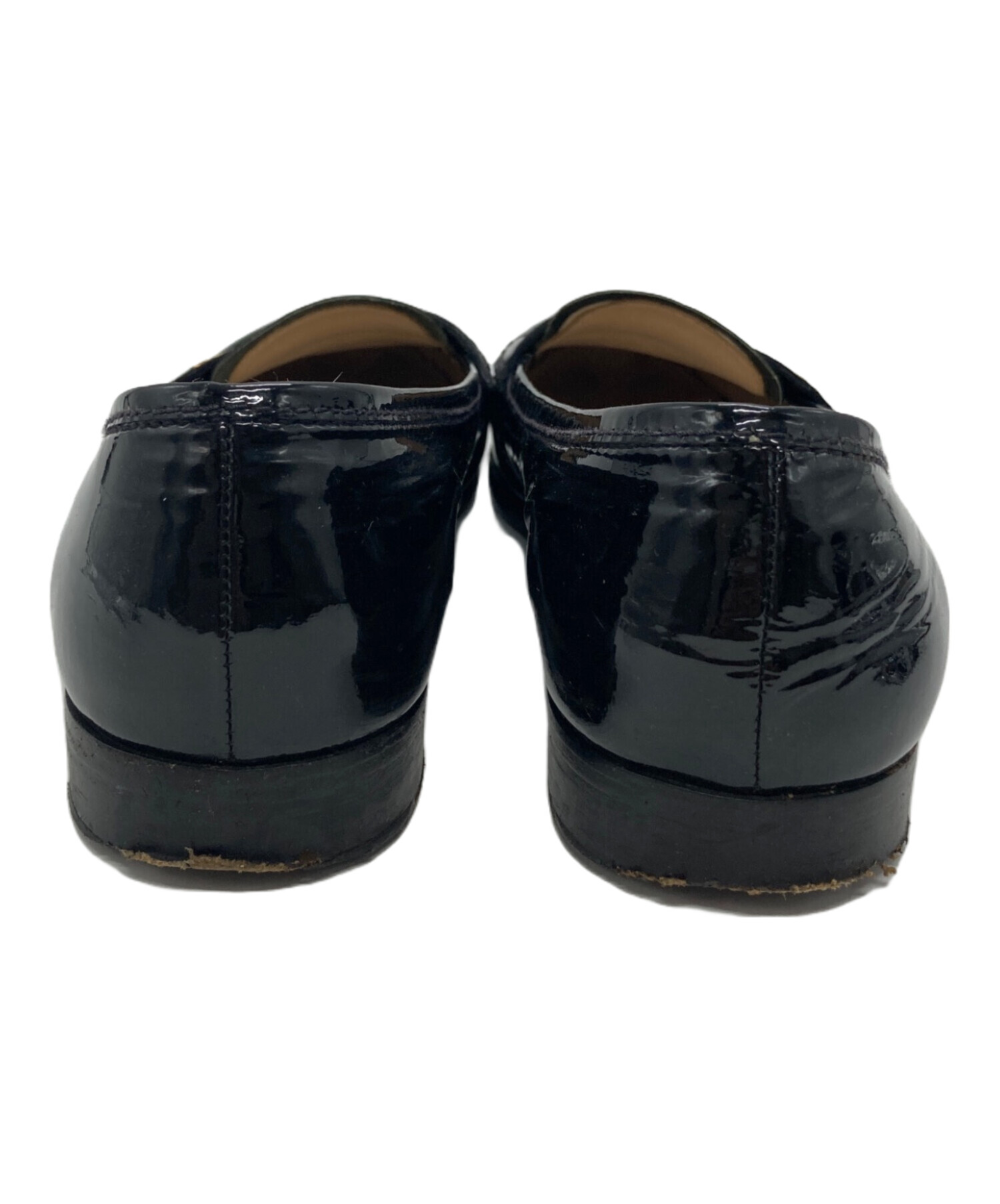 PRADA エナメル ブラック ローファー38.5 中古・古着通販】PRADA (プラダ) ロゴエナメルローファー ブラック