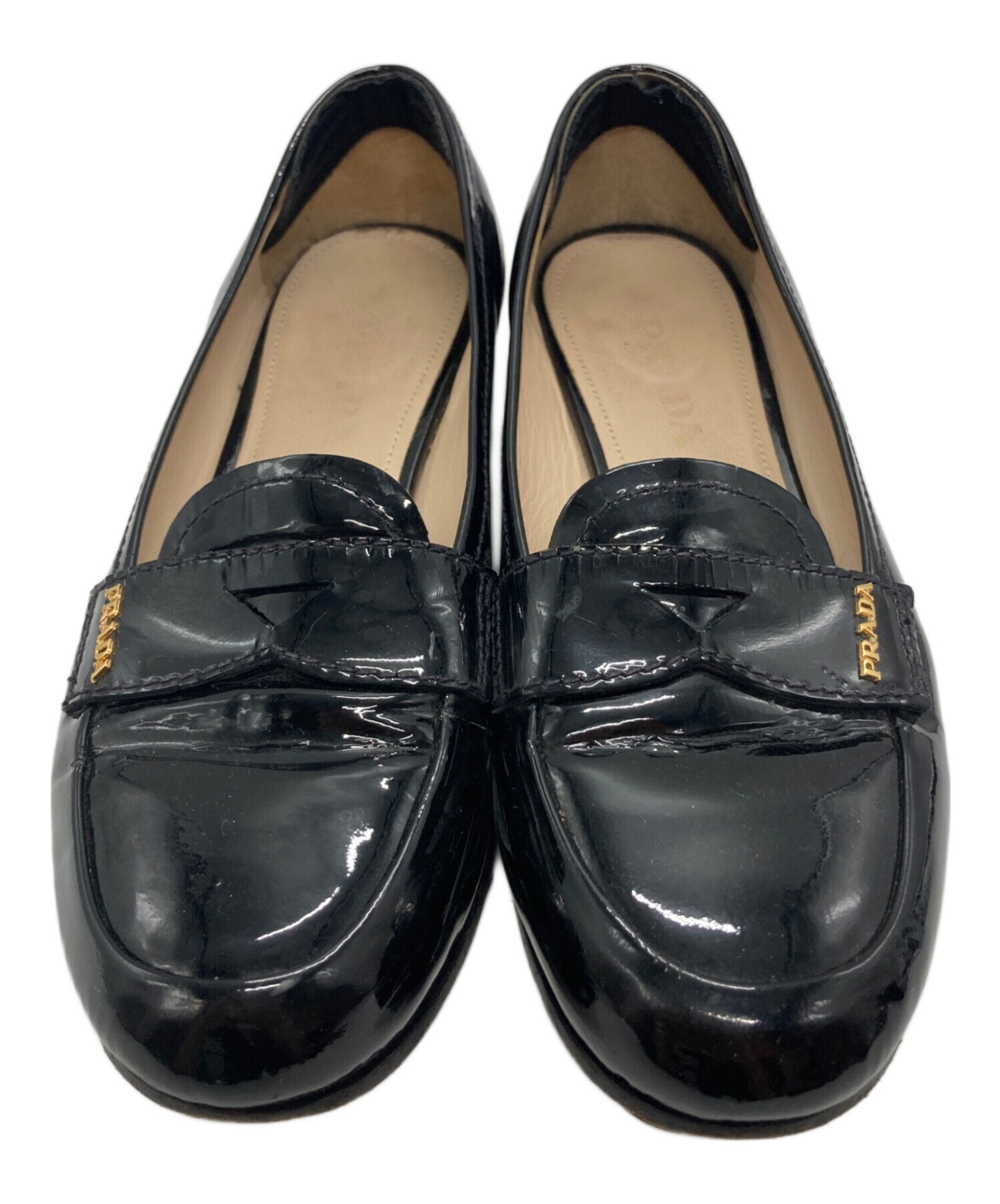 PRADA エナメル 厚底ローファー　付属品付き 中古・古着通販】PRADA (プラダ) ロゴエナメルローファー ブラック