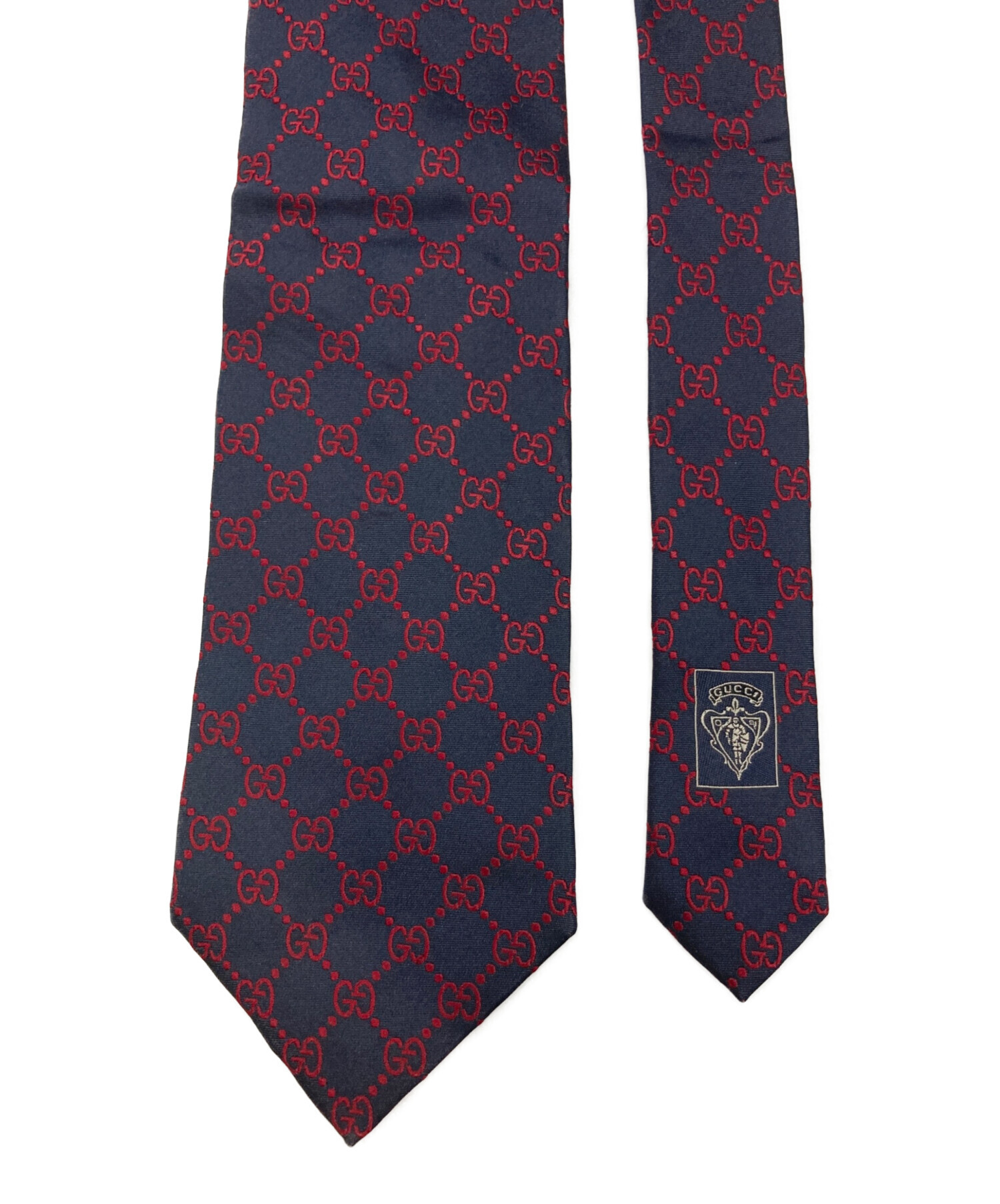 中古・古着通販】GUCCI (グッチ) シルクネクタイ ブラック×レッド 
