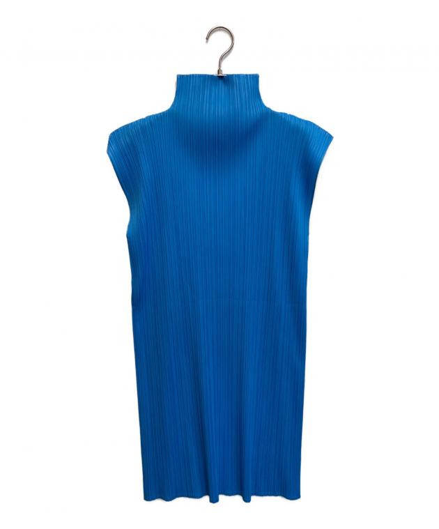 PLEATS PLEASE ノースリーブ ワンピース ブルー サイズ3 中古・古着通販】PLEATS PLEASE (プリーツプリーズ) ノースリーブ