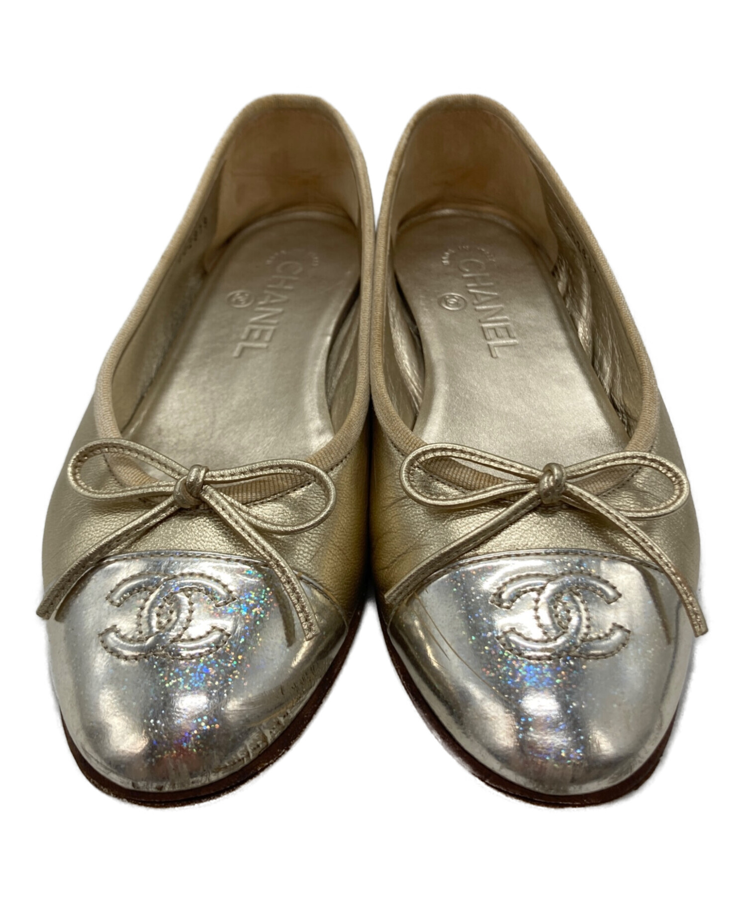 中古・古着通販】CHANEL (シャネル) バレリーナパンプス ゴールド