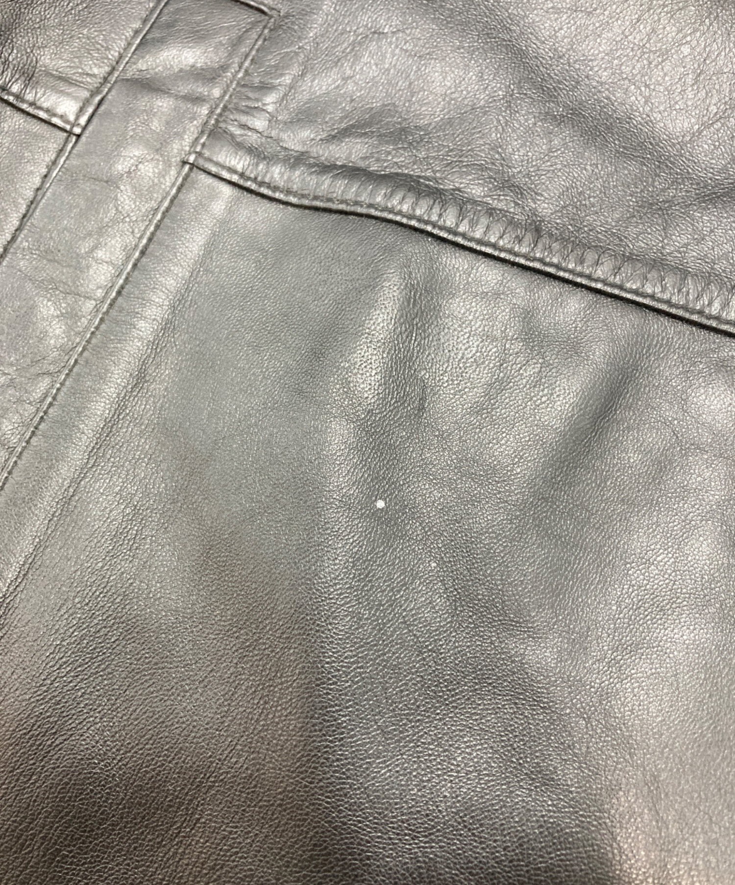 中古・古着通販】BALMAIN (バルマン) レザーハーフコート ブラック 