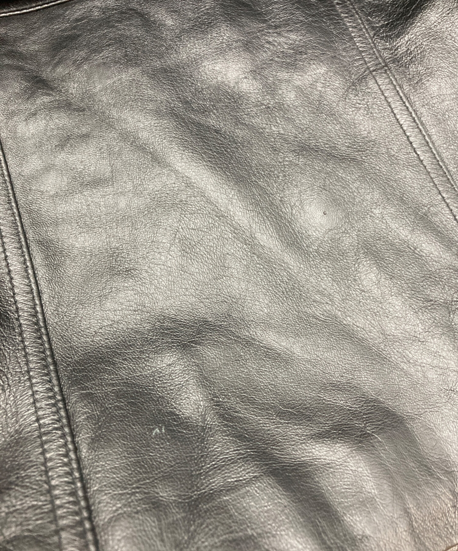 中古・古着通販】BALMAIN (バルマン) レザーハーフコート ブラック