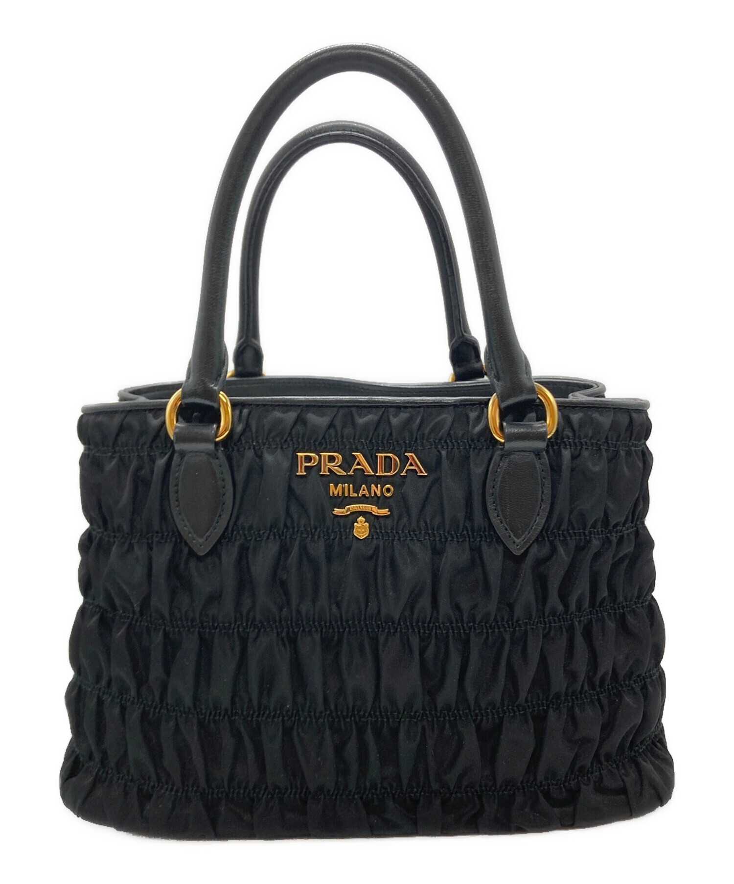 お買得PRADAギャザーレザー名作NappaGaufreトートバッグ2way汚れ 中古・古着通販】PRADA (プラダ) ギャザー2WAYショルダーバッグ