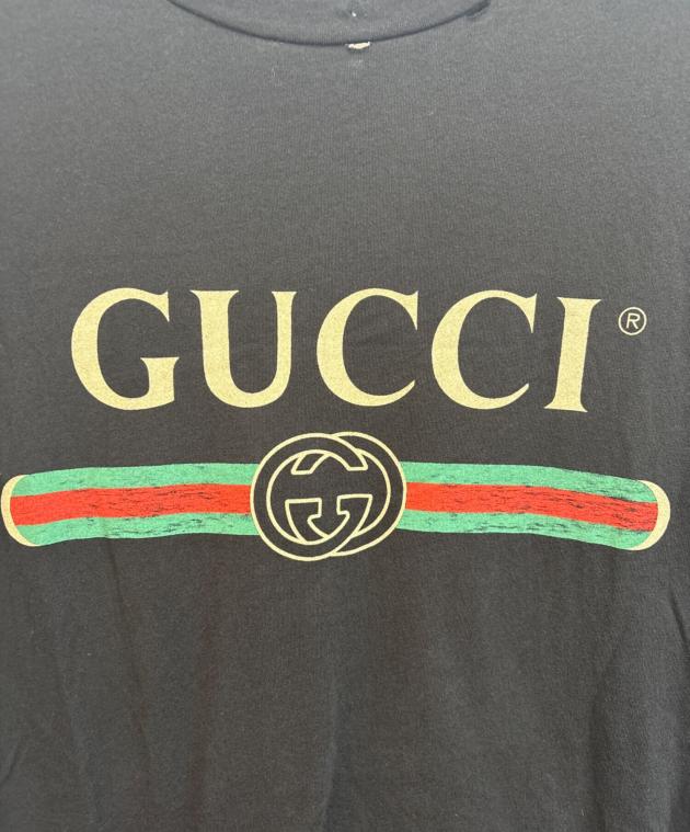 中古・古着通販】GUCCI (グッチ) ロゴプリントTシャツ ブラック サイズ