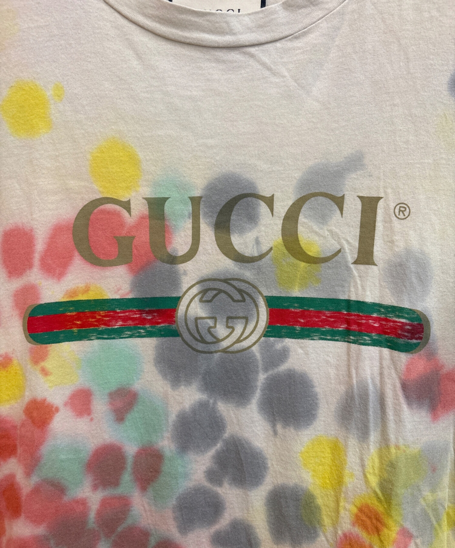 中古・古着通販】GUCCI (グッチ) タイダイロゴプリントTシャツ