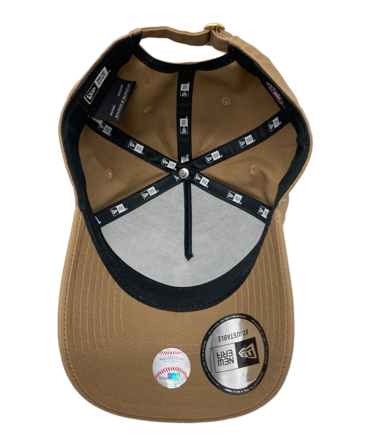 キャップ ベージュ ロゴ入り 中古・古着通販】New Era (ニューエラ) ダブルロゴキャップ ベージュ