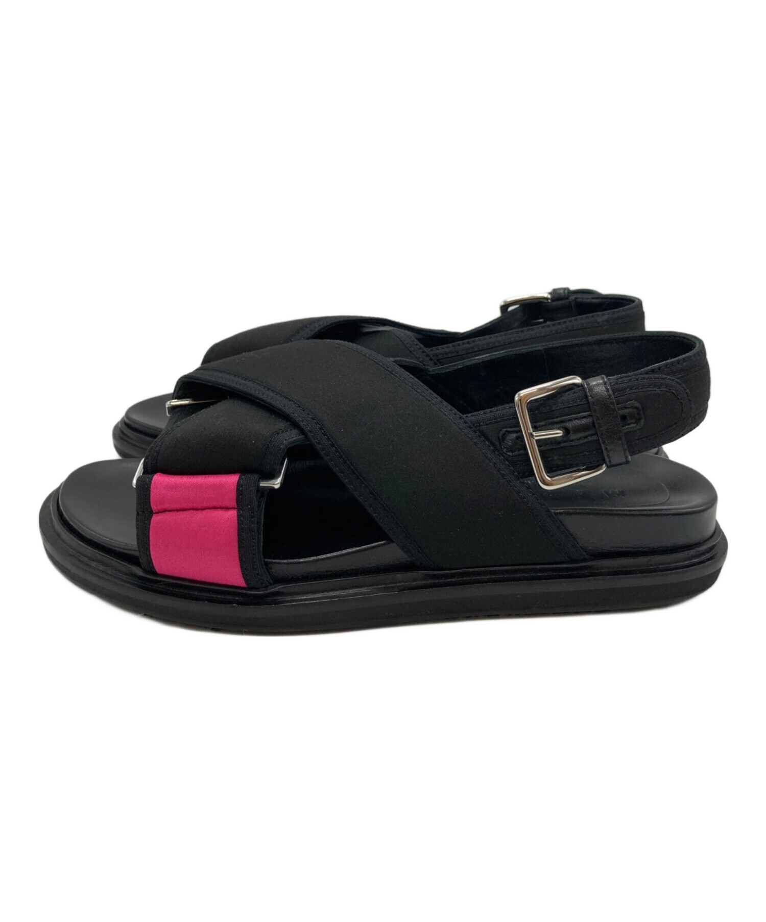 Marni ブラックサンダル 37 ウッドソール　マルニ 中古・古着通販】MARNI (マルニ) FUSSBETT SANDAL ブラック サイズ:37