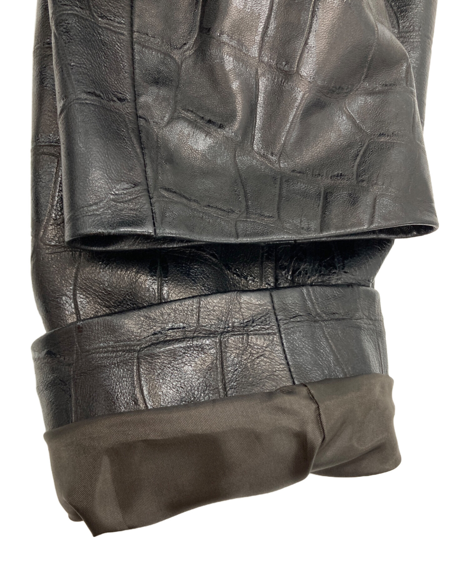 ランバンコレクション　ラムレザージャケット　クロコ型押し　ブラウン　高級 中古・古着通販】LANVIN COLLECTION (ランバンコレクション) クロコ型