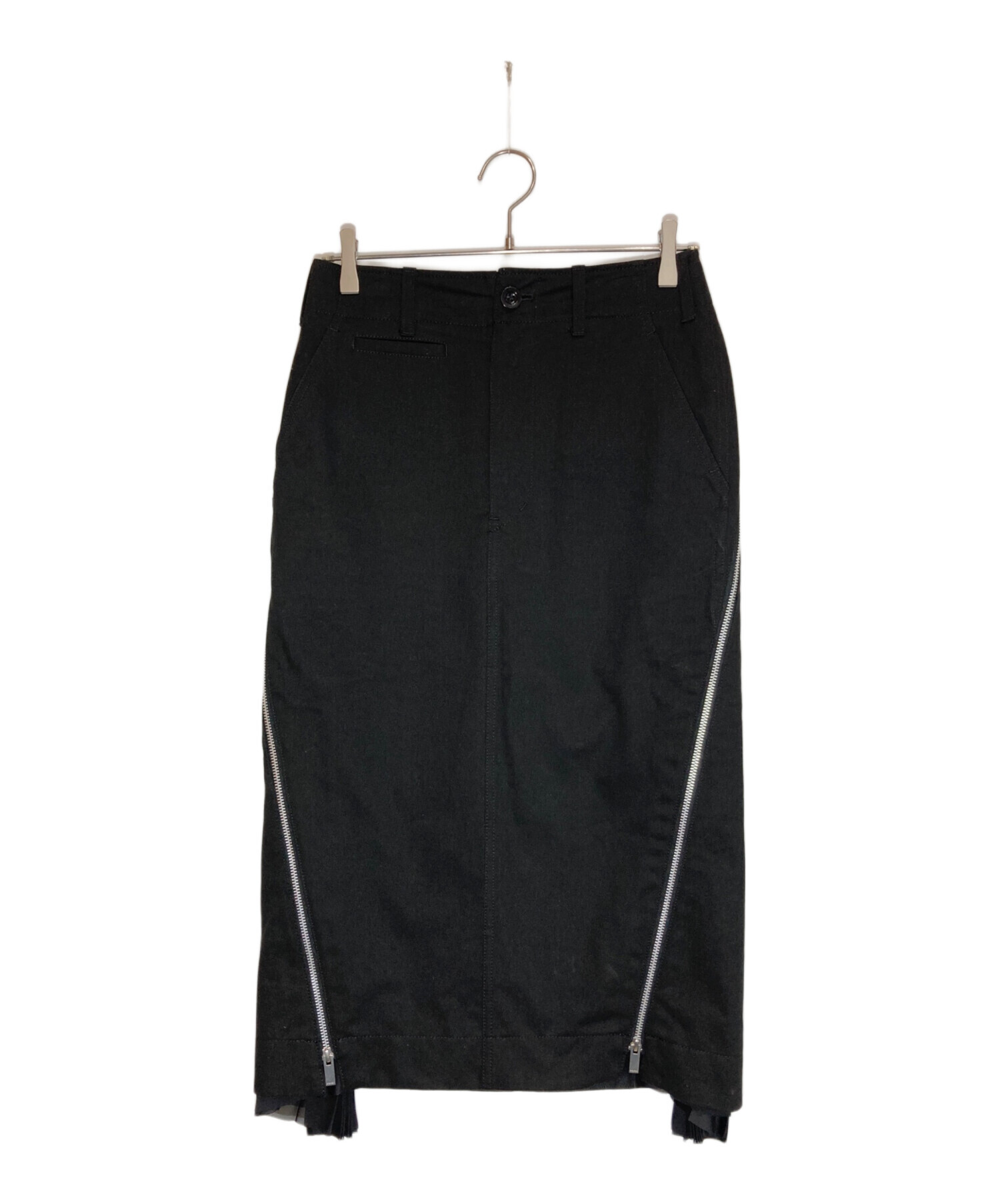完売品 SACAI コットンチノ ストレートスカート サイズ1 中古・古着通販】sacai (サカイ) COTTON CHINO SKIRT ブラック サイズ