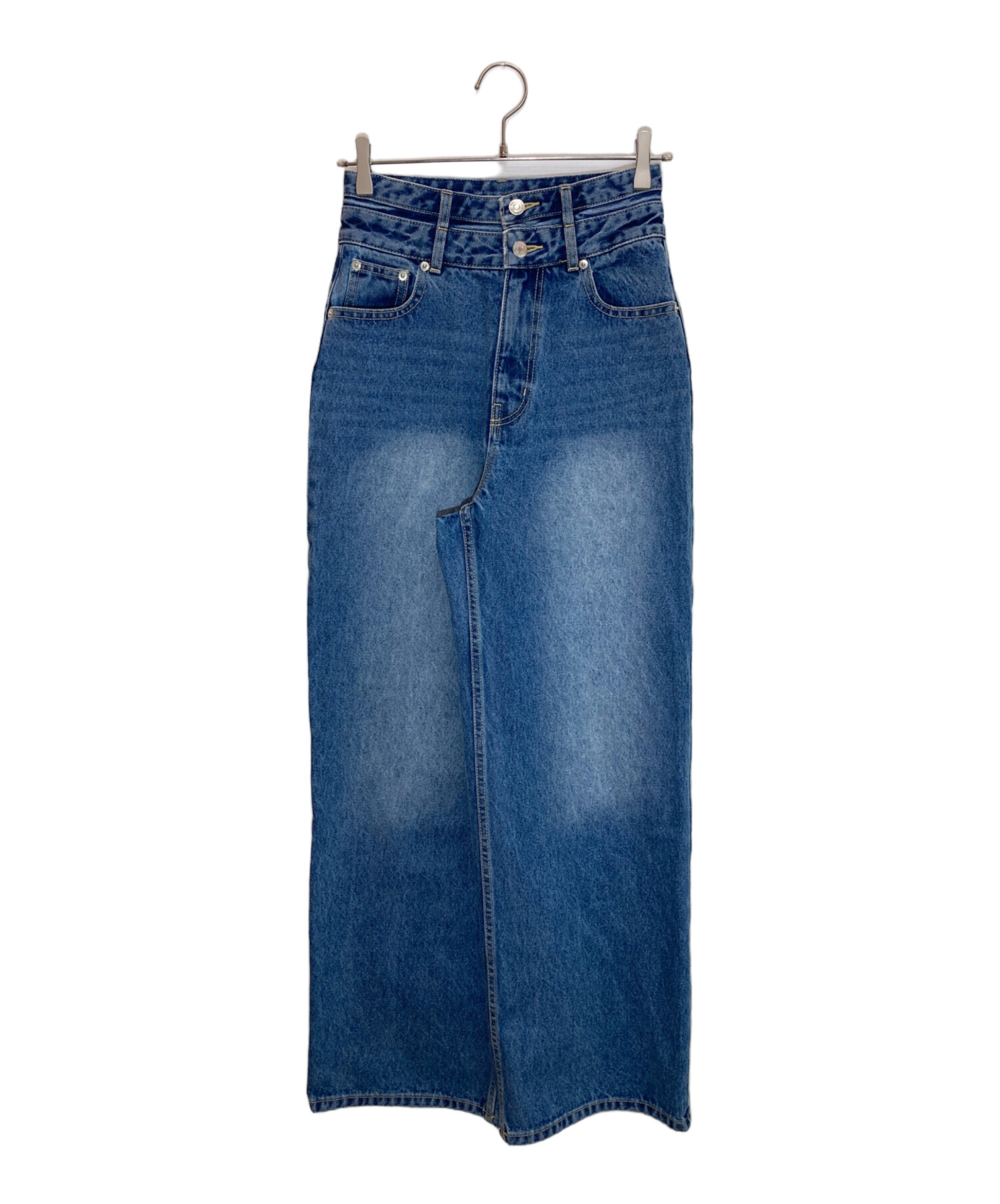 UNUSED インディゴデニム 中古・古着通販】SENEE (セニー) layered wide straight denim