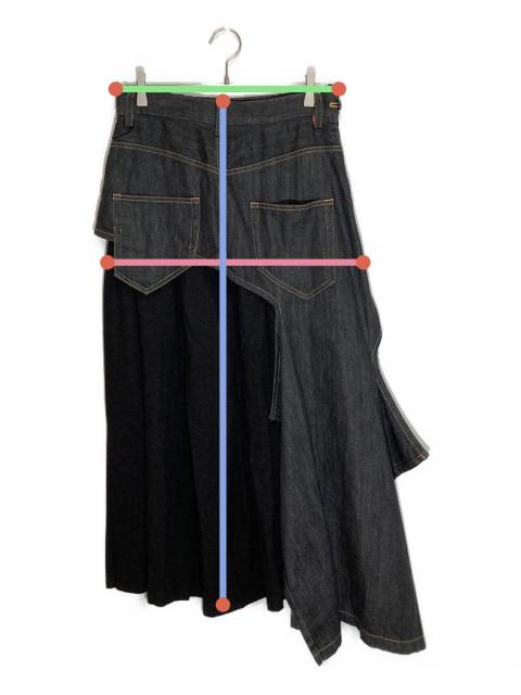 中古・古着通販】Y's (ワイズ) デニム切替えロングスカート インディゴ