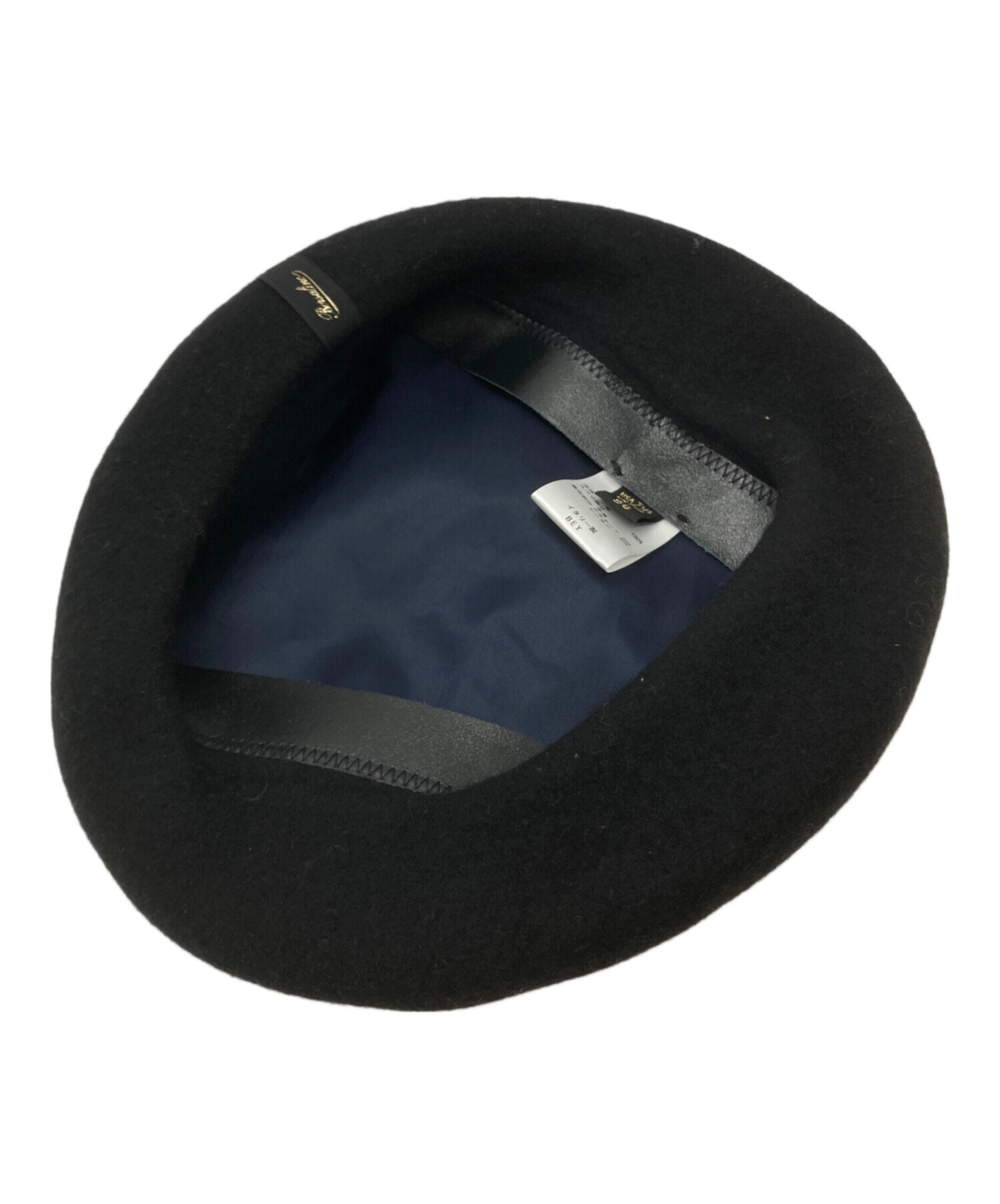 BORSALINO★新品2万円 ボルサリーノ ネイビーウールベレー帽 59センチ 中古・古着通販】BORSALINO (ボルサリーノ) ウールベレー帽 ブラック