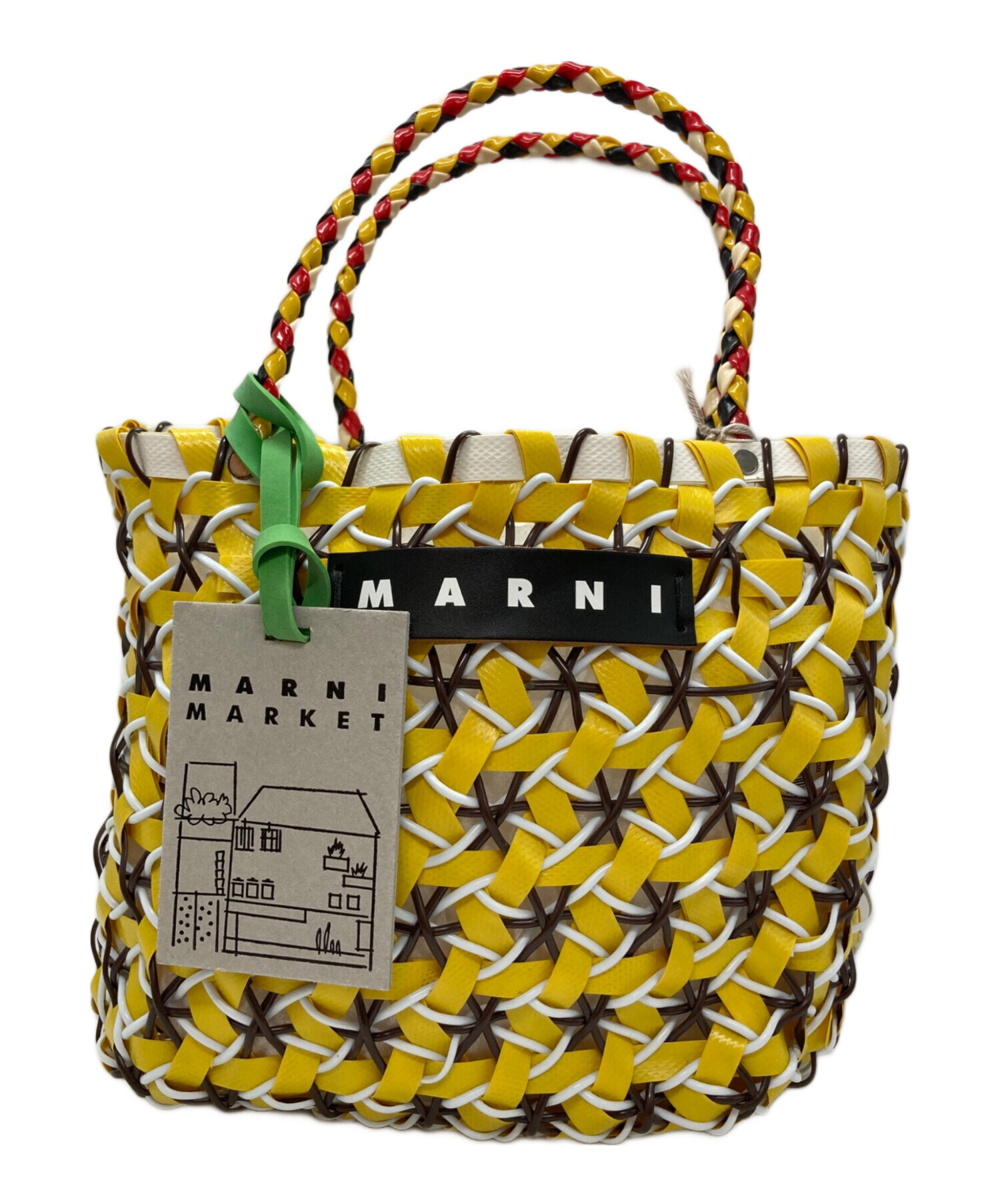MARNI イエロー 編み込みトートバッグ 中古・古着通販】MARNI (マルニ) マーケットトートバッグ イエロー