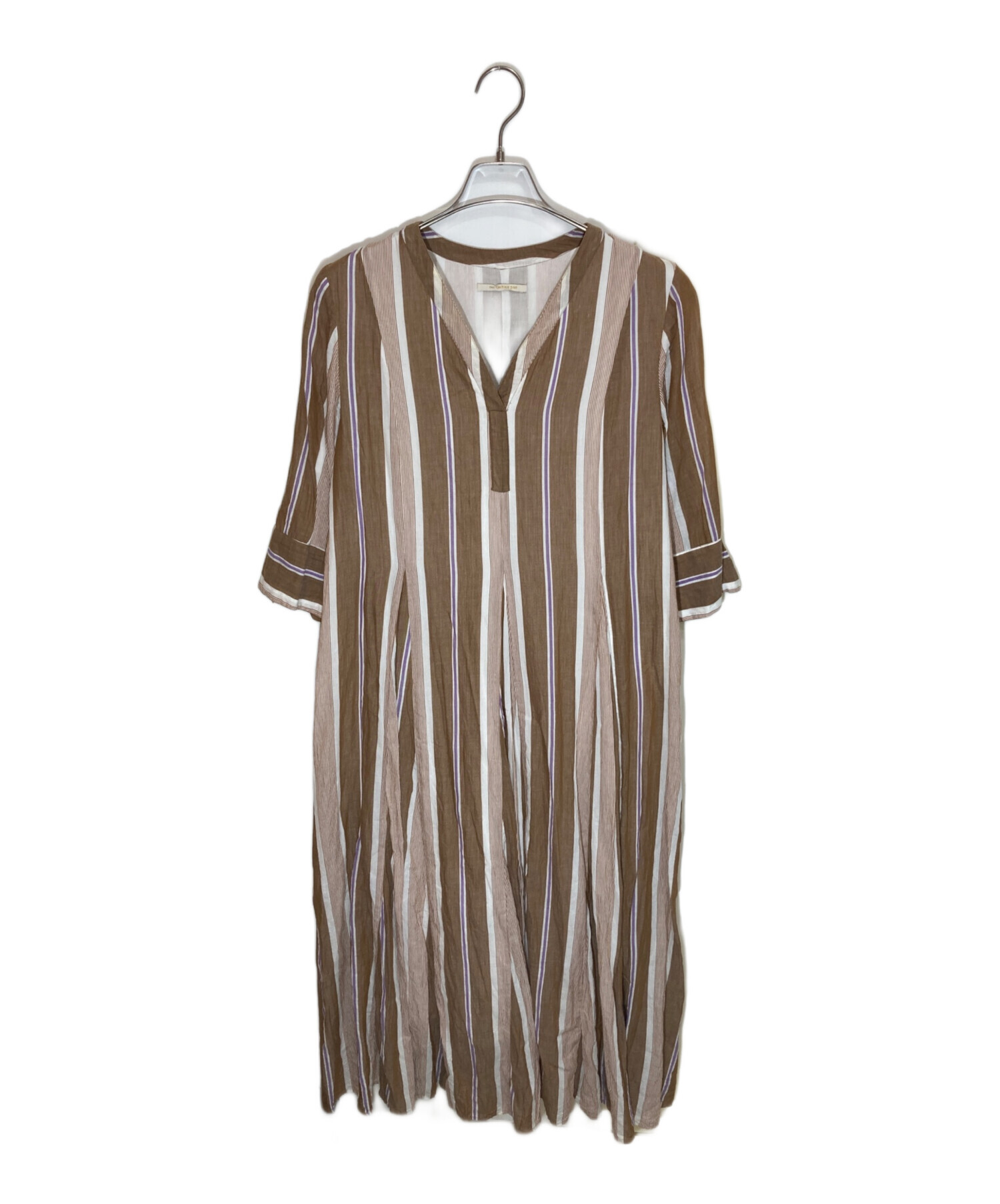 中古・古着通販】ne quittez pas (ヌキテパ) Cotton Stripe V Neck
