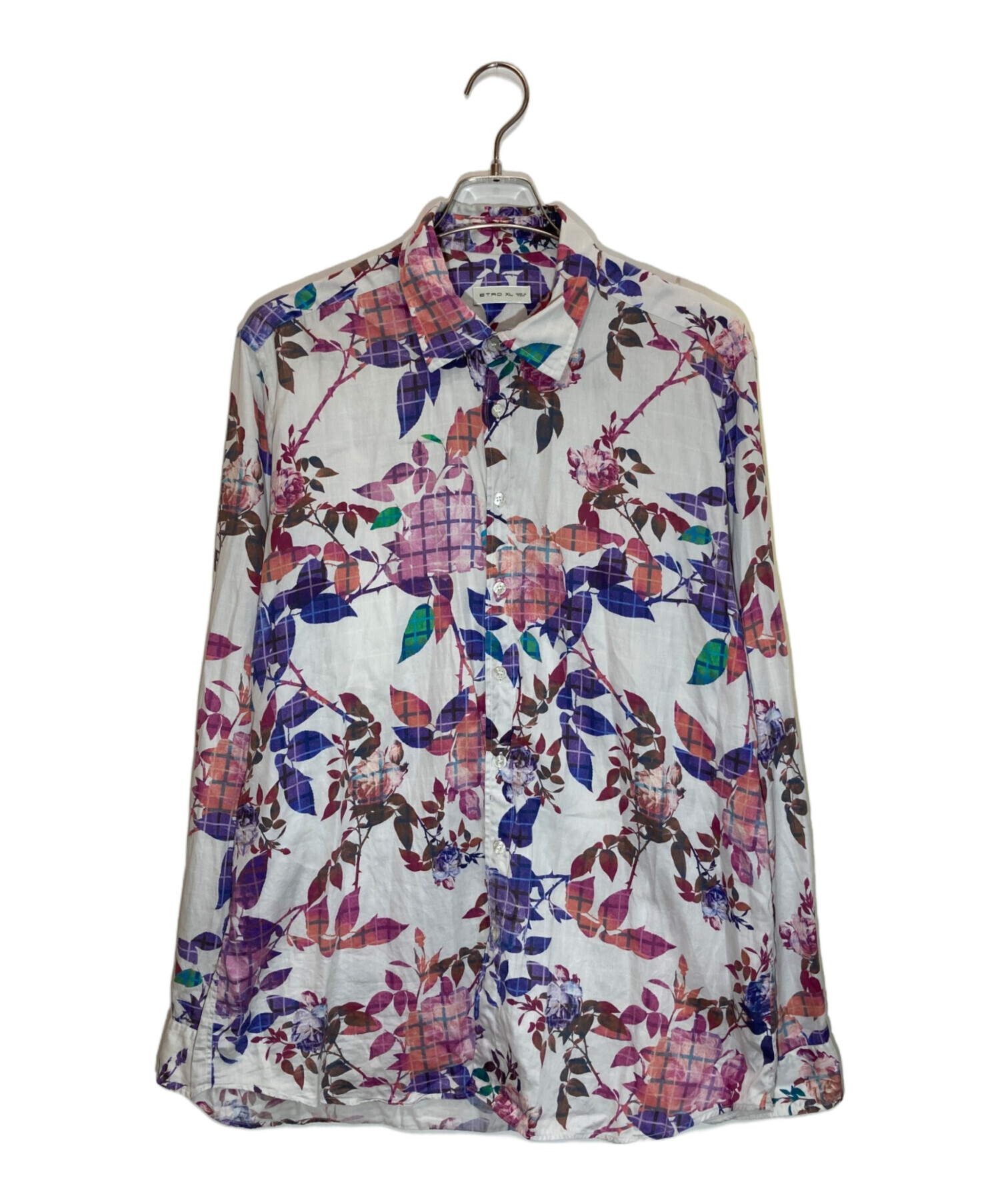 中古・古着通販】ETRO (エトロ) 花柄シャツ ホワイト×ピンク サイズ:XL