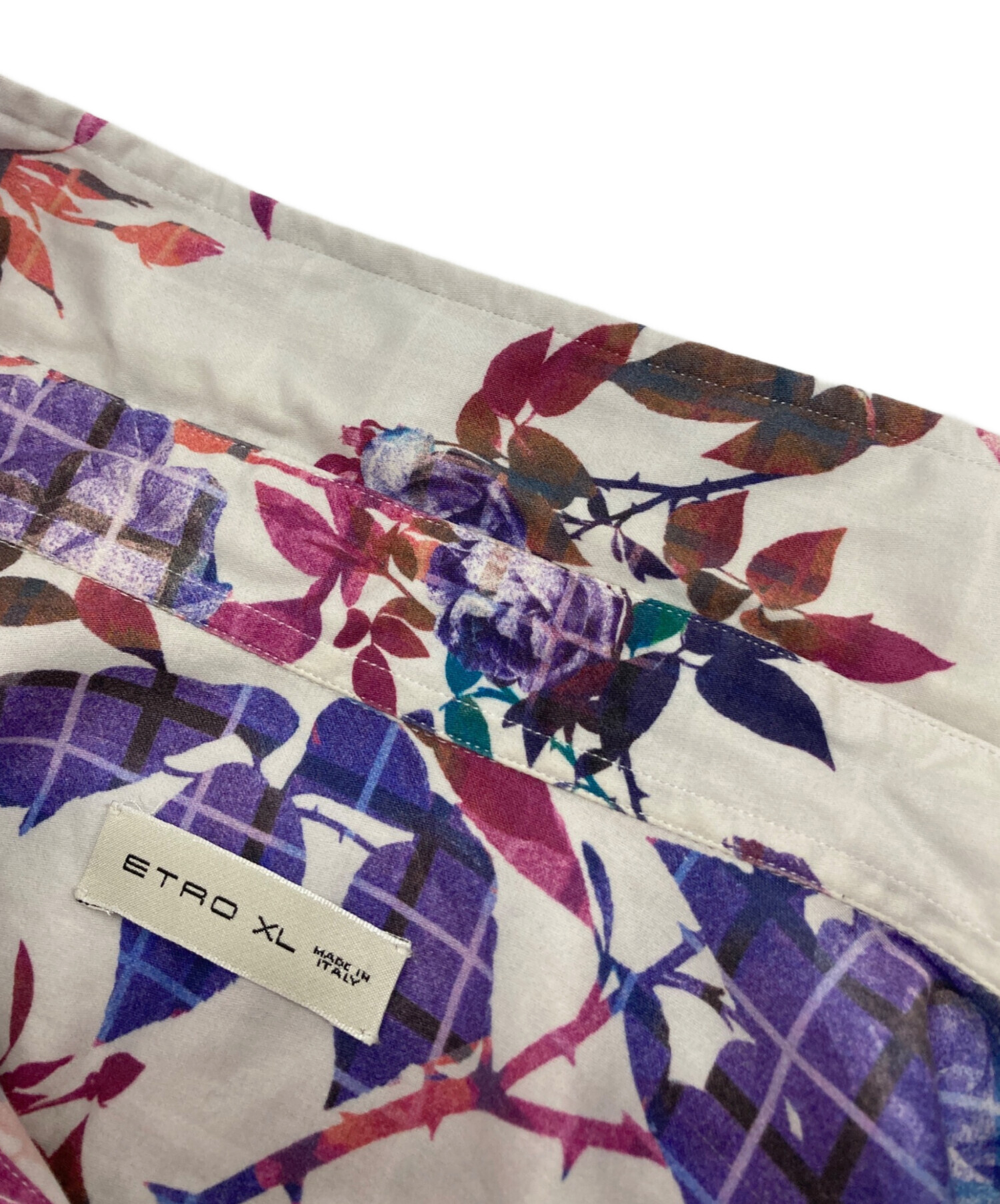 中古・古着通販】ETRO (エトロ) 花柄シャツ ホワイト×ピンク サイズ:XL